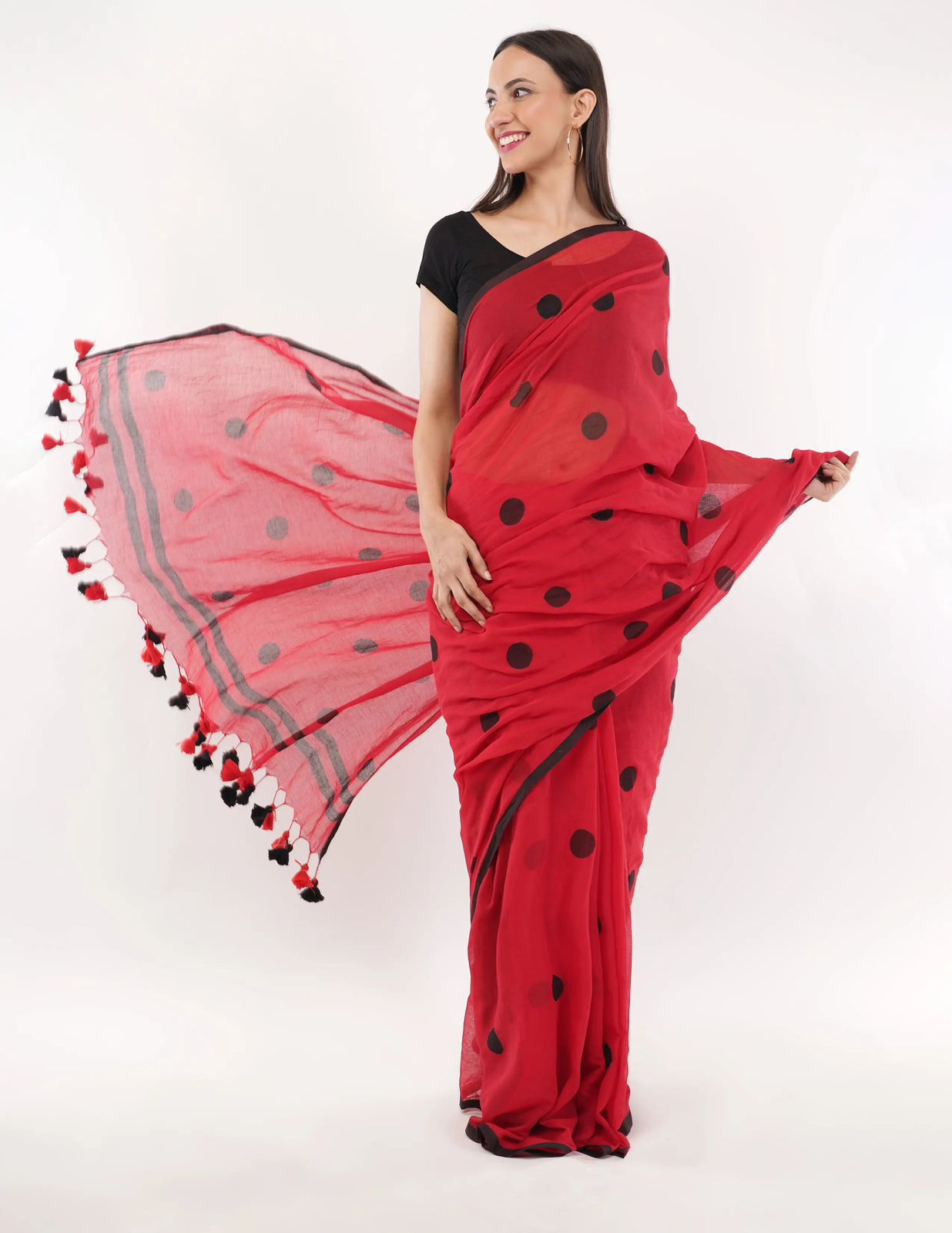 Red Polka Mul Cotton