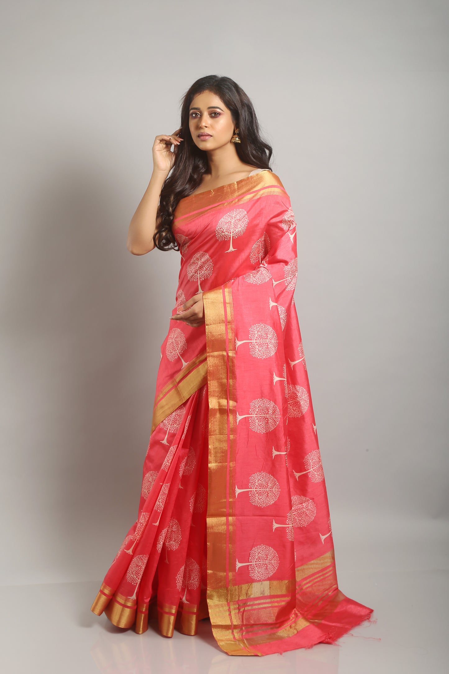 Branchy Roseate Tussar Saree