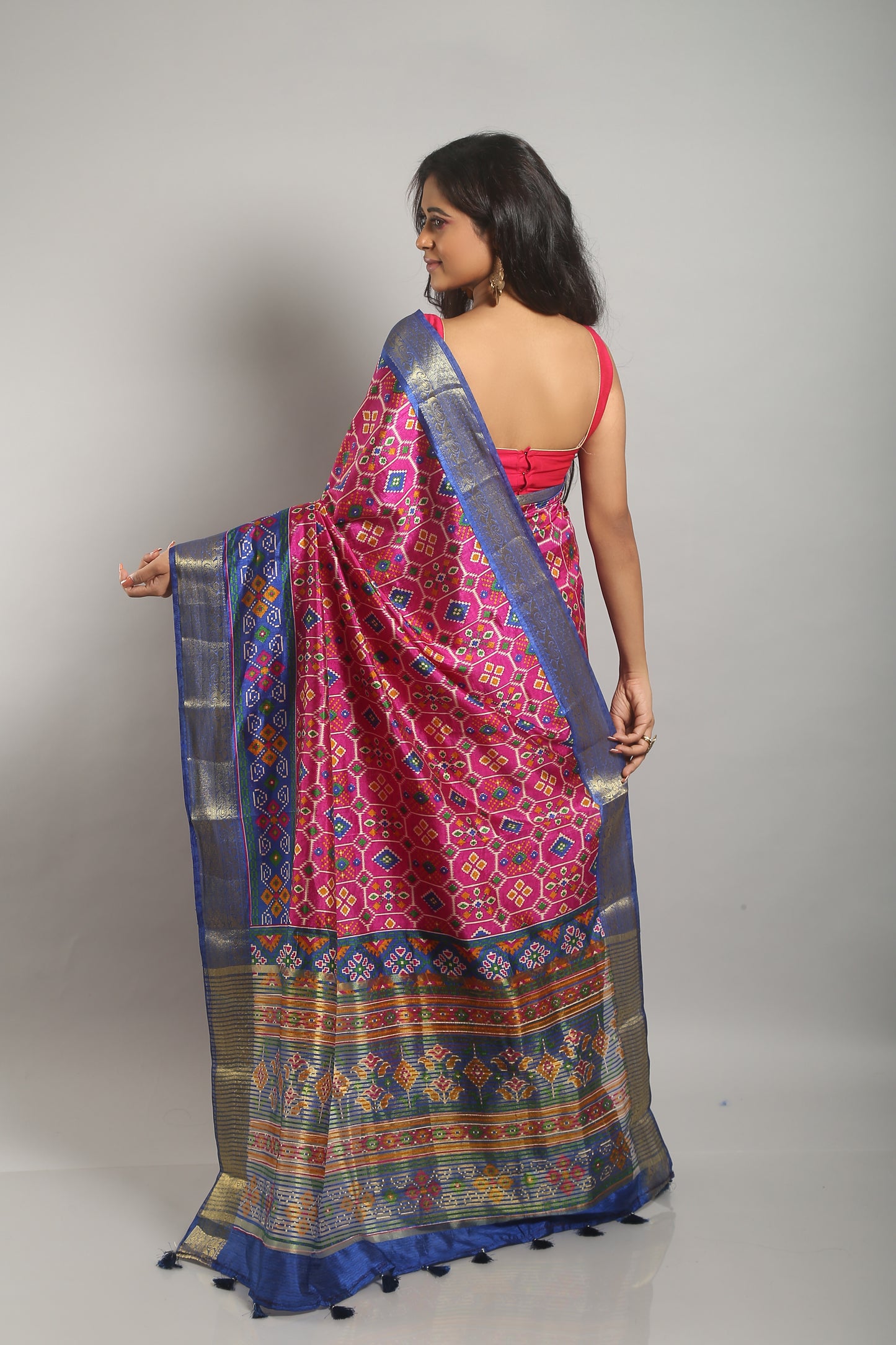 Bubble Gum Ikkat Saree