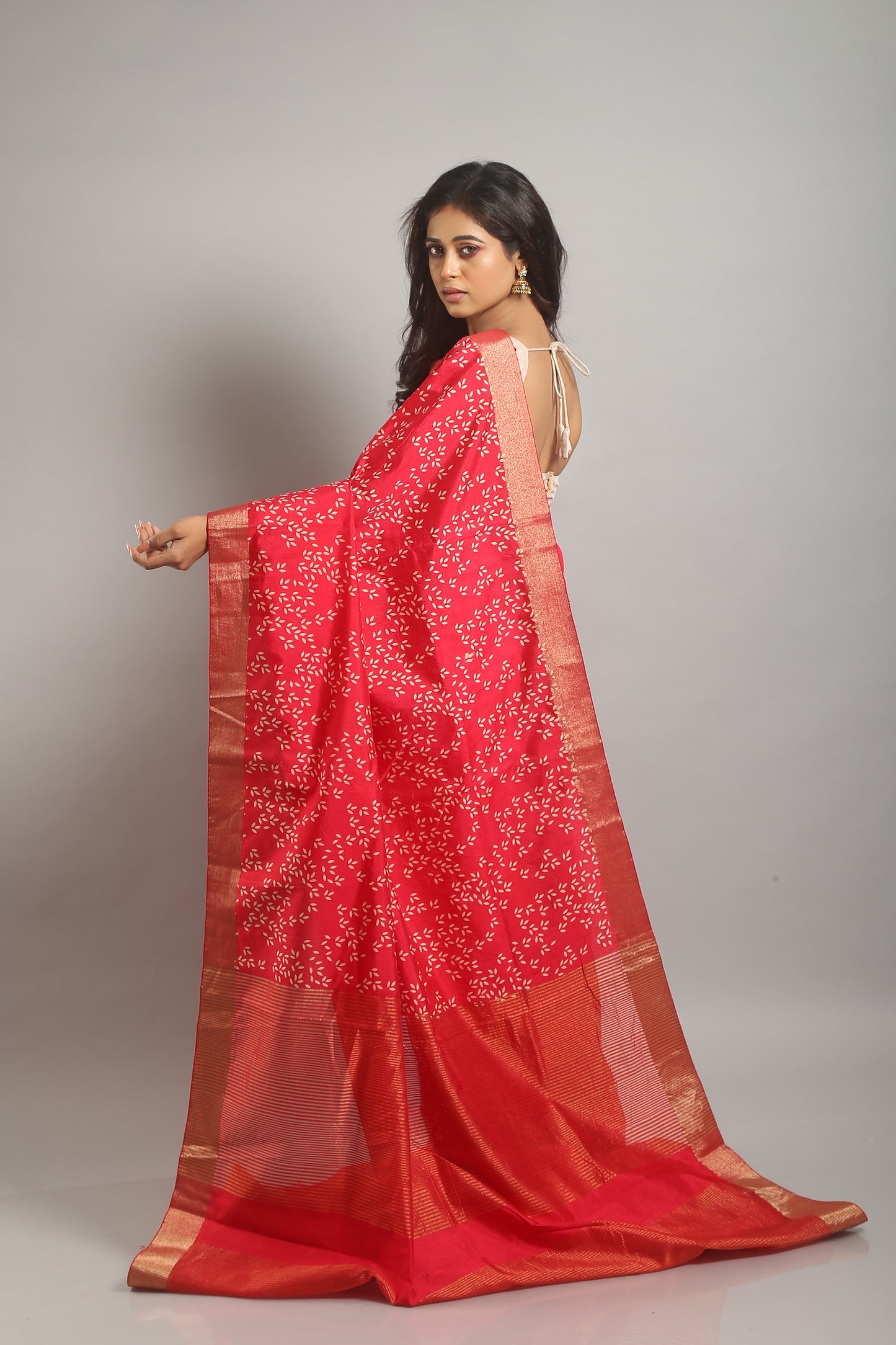 Bubble Pink Tussar Saree