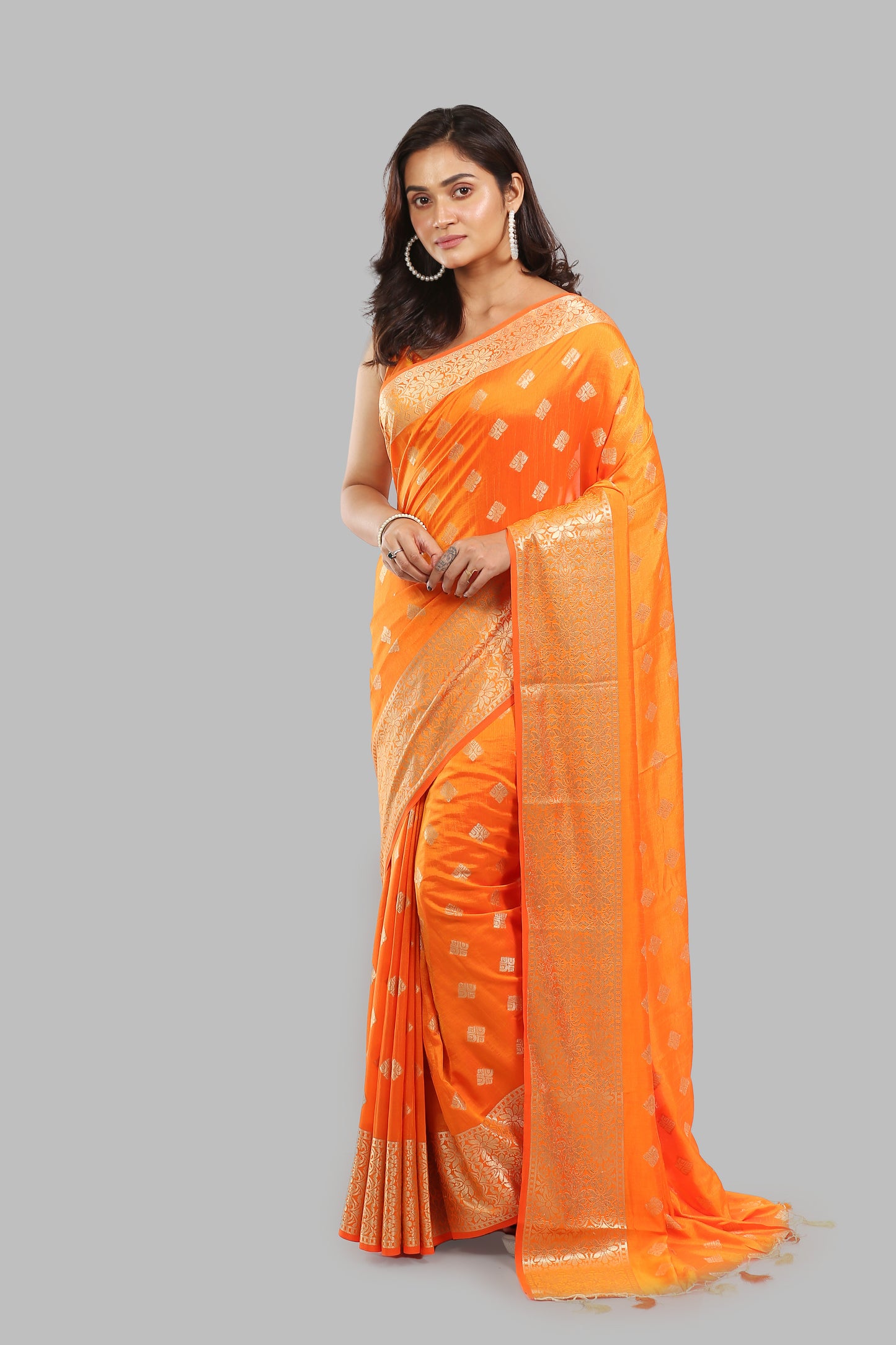 Enchanting Apricot Dupian Silk Saree