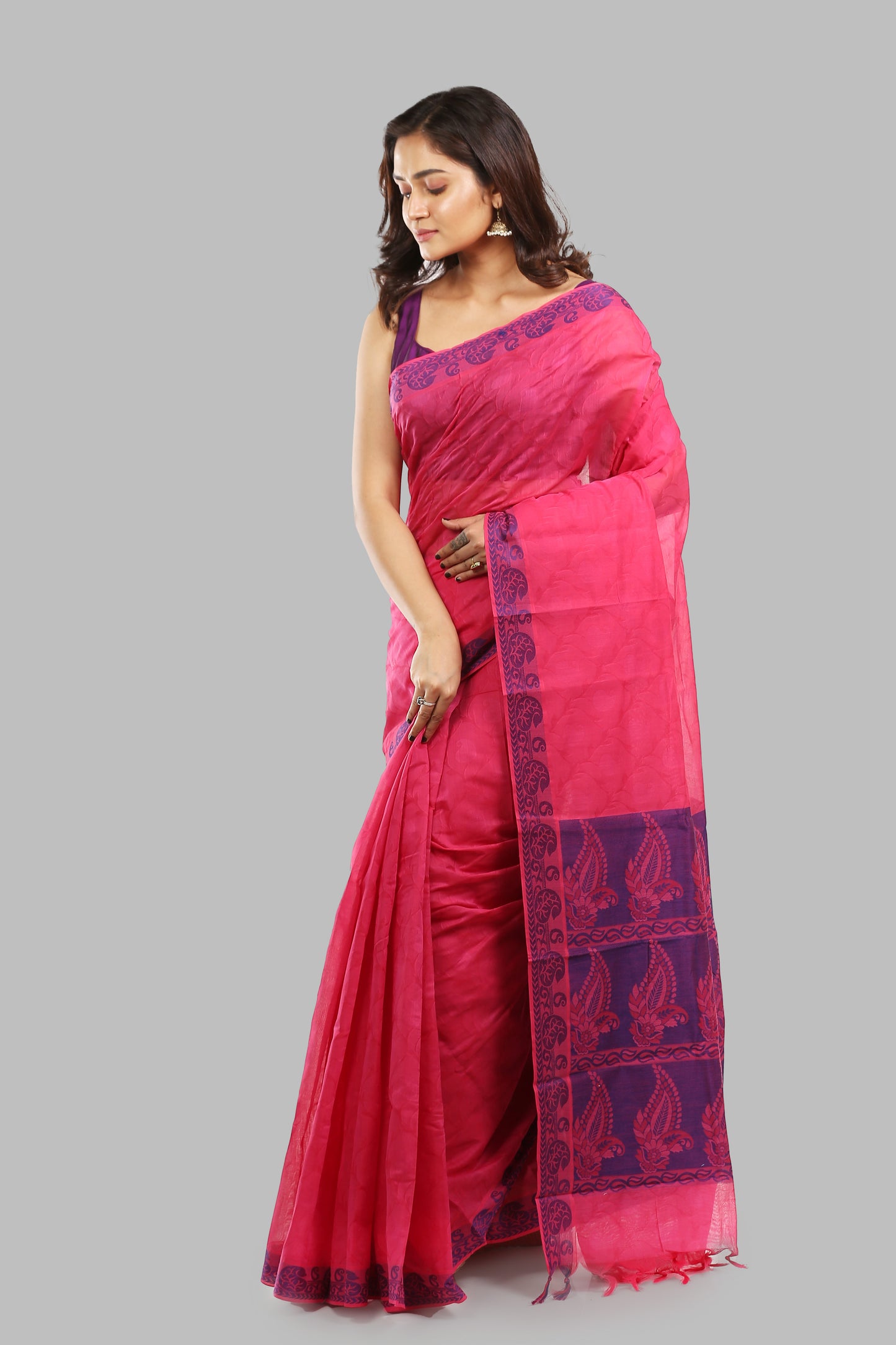 Expressive Rouge Cotton Saree