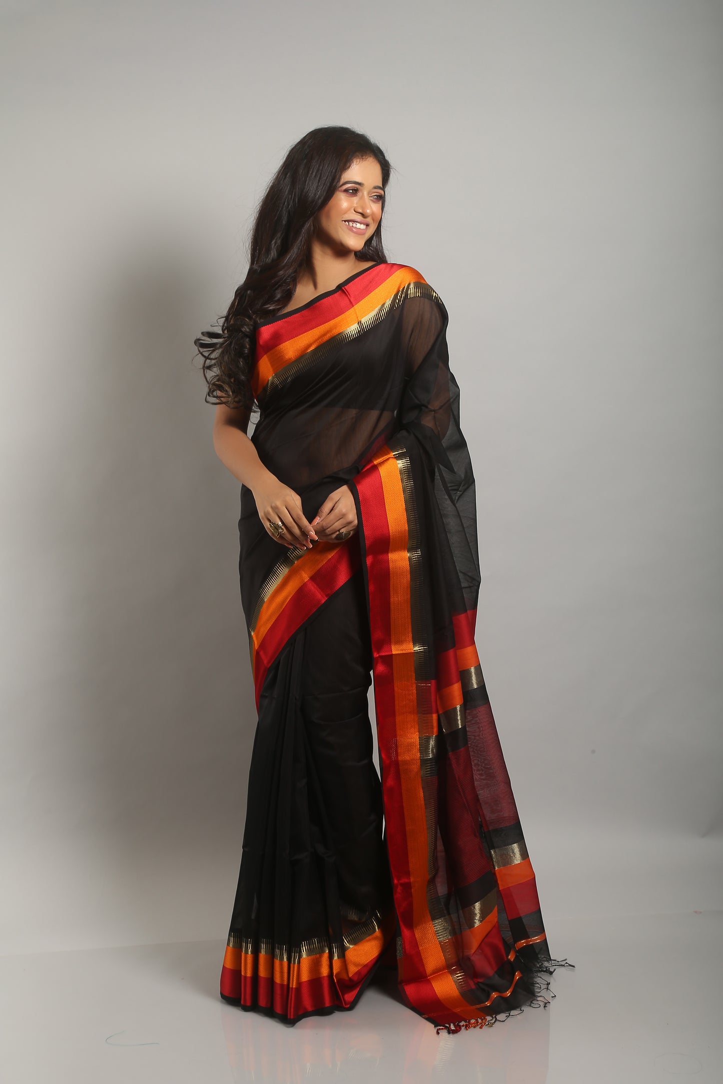 Gorgeous Black Cotton Saree