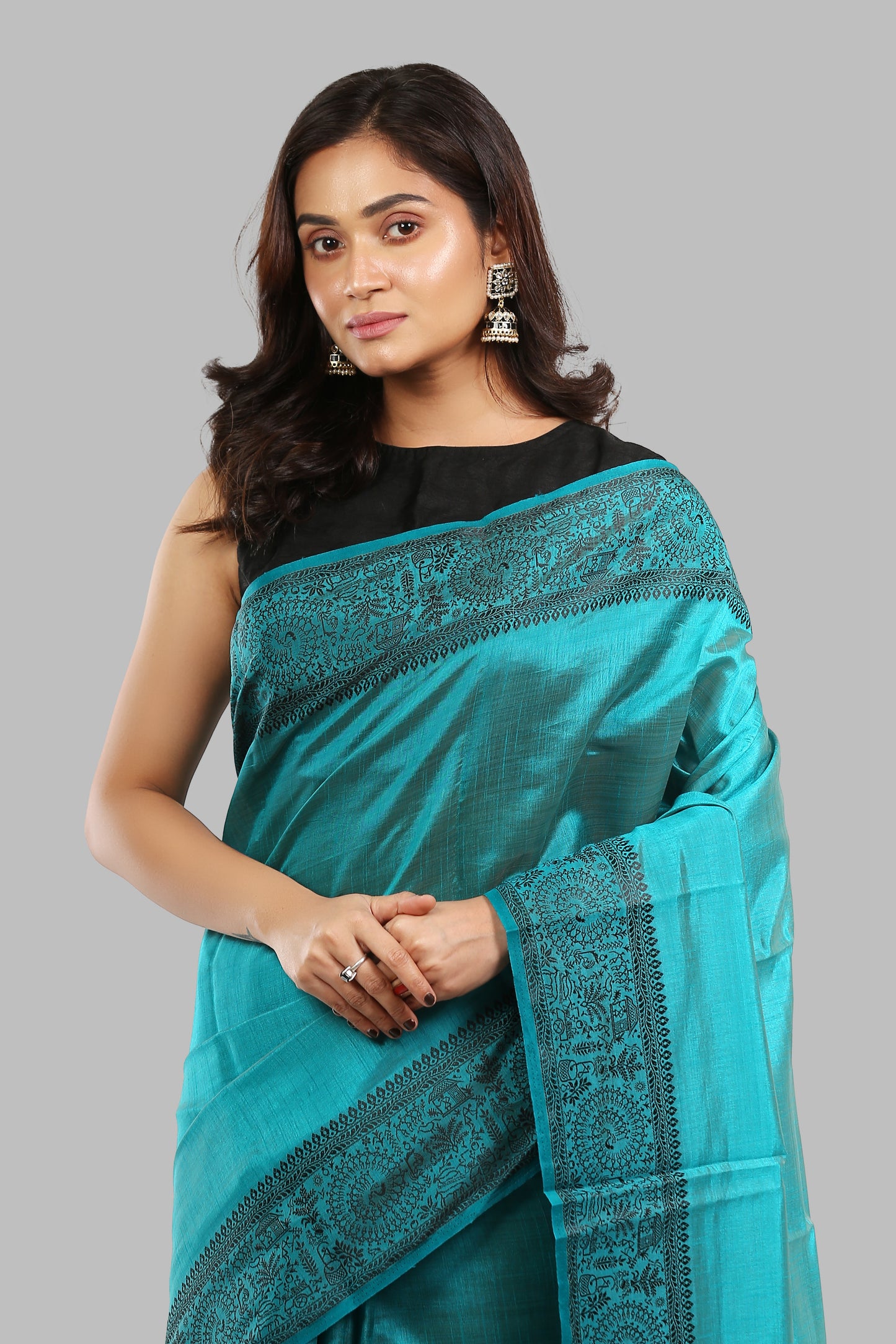 Grateful Jade Raw Silk Saree