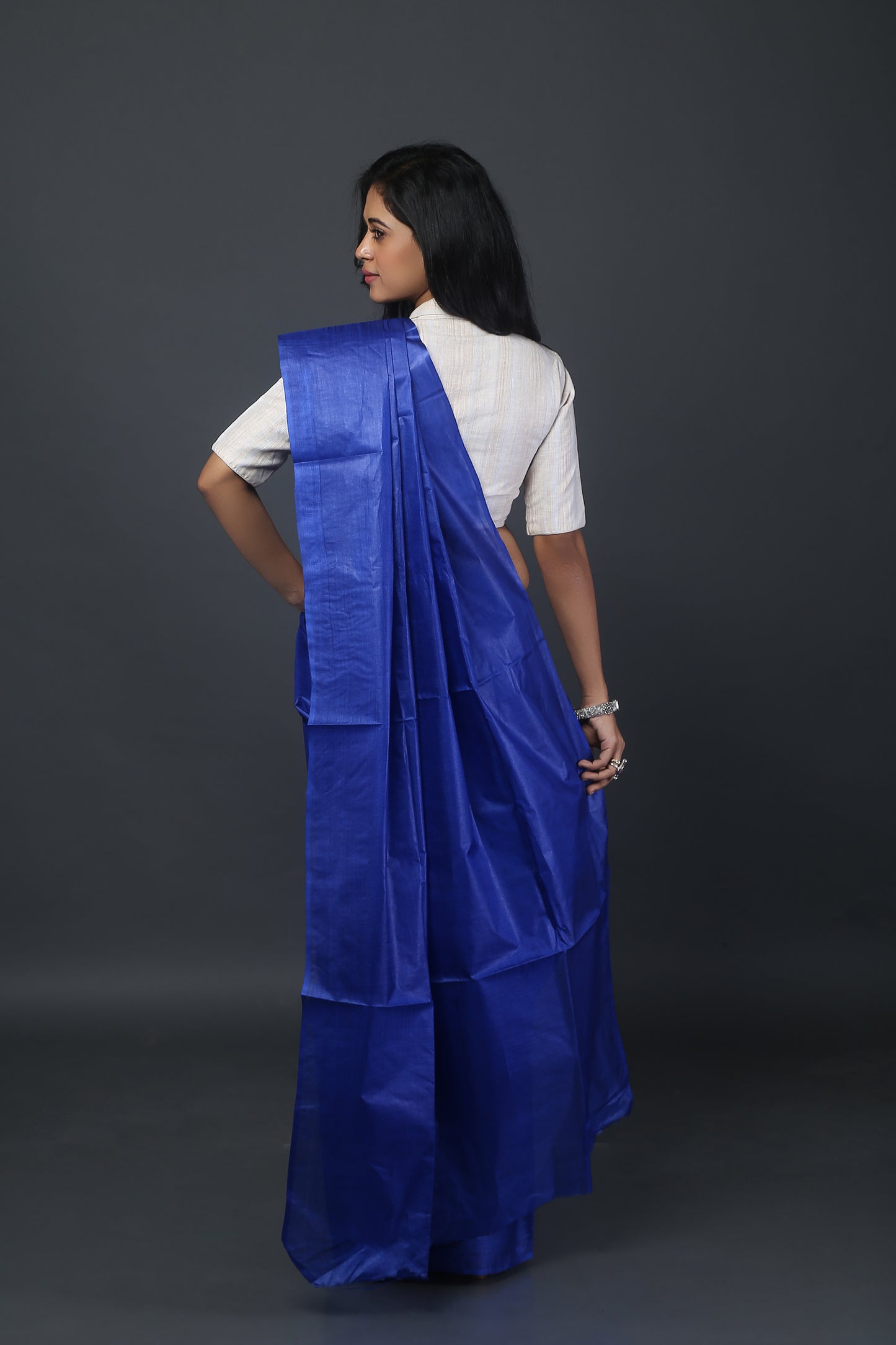 Indigo Blue Tussar Saree