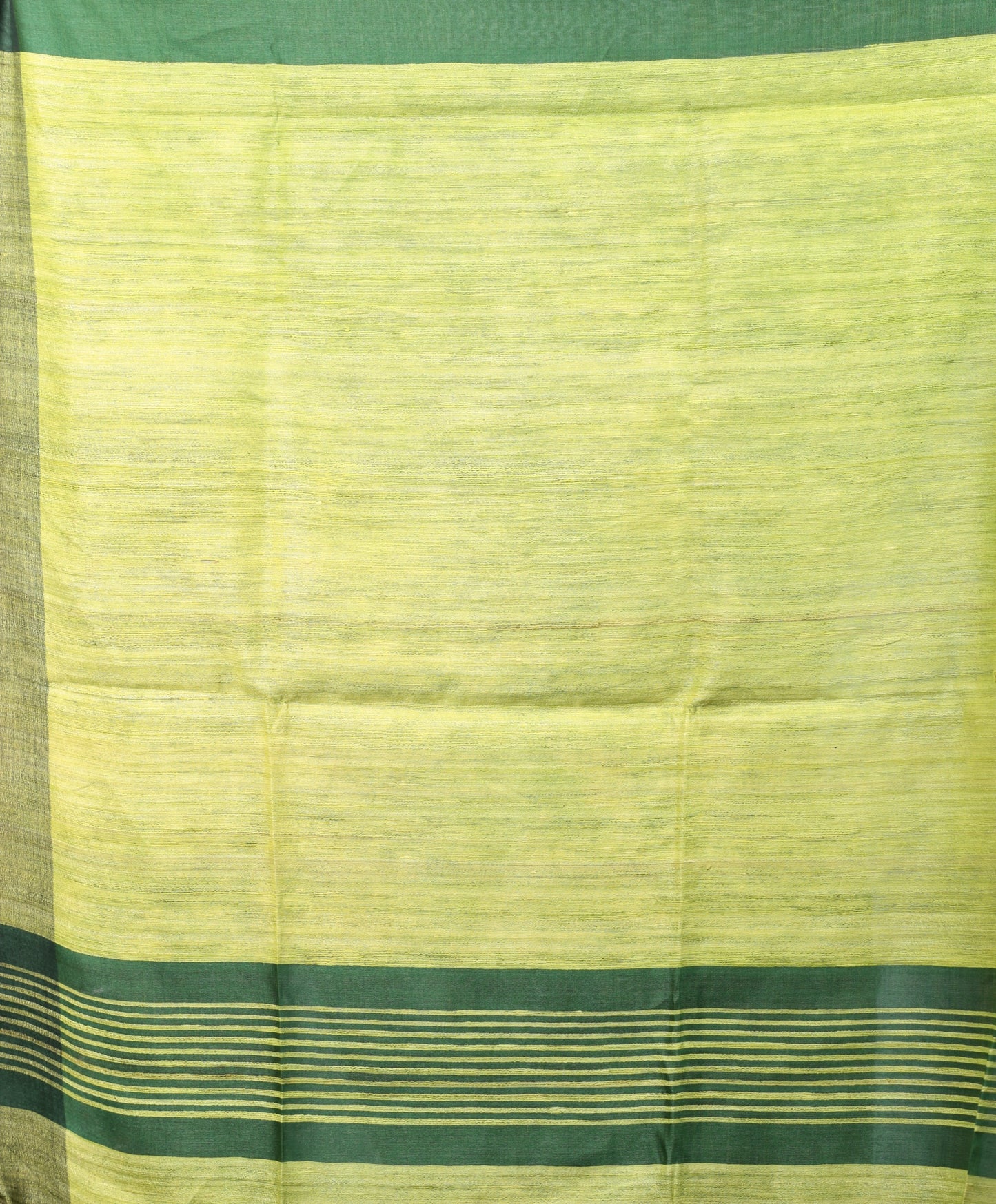 Lime green Tussar silk saree with dark green striped border, ideal for festive wear | Urbane Essence