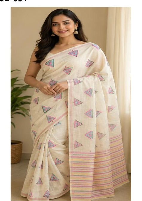 White Pink Jamdani