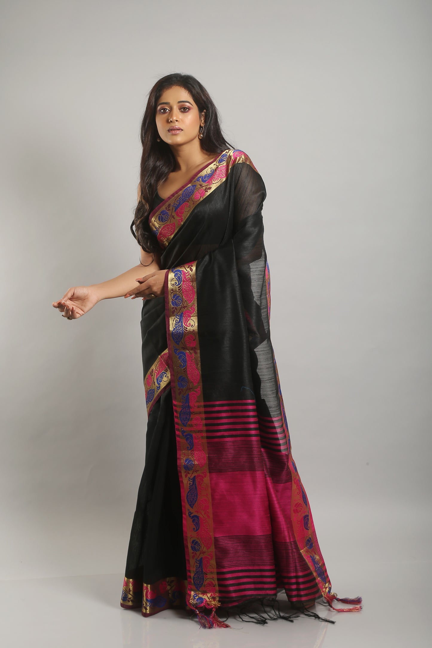Poised Panther Raw Silk Saree