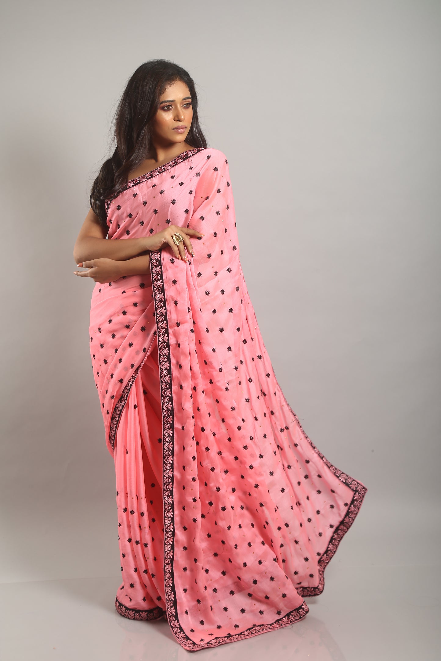 Soft Flamingo Georgette Saree