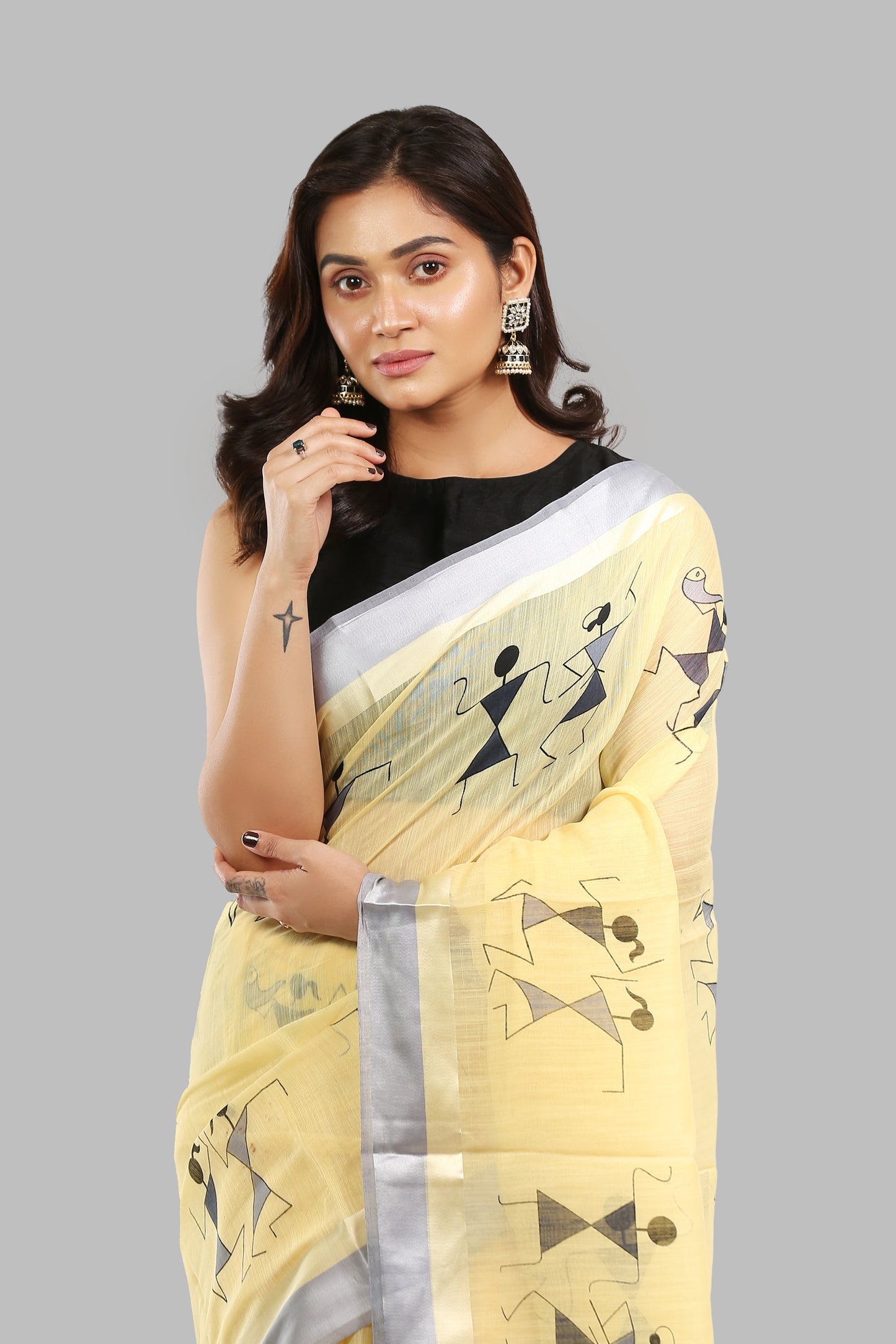 Yellow Warli Print Saree
