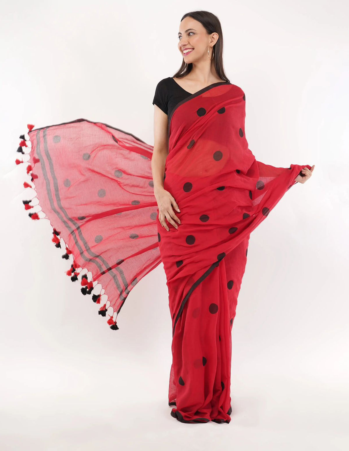 Red Polka Mul Cotton