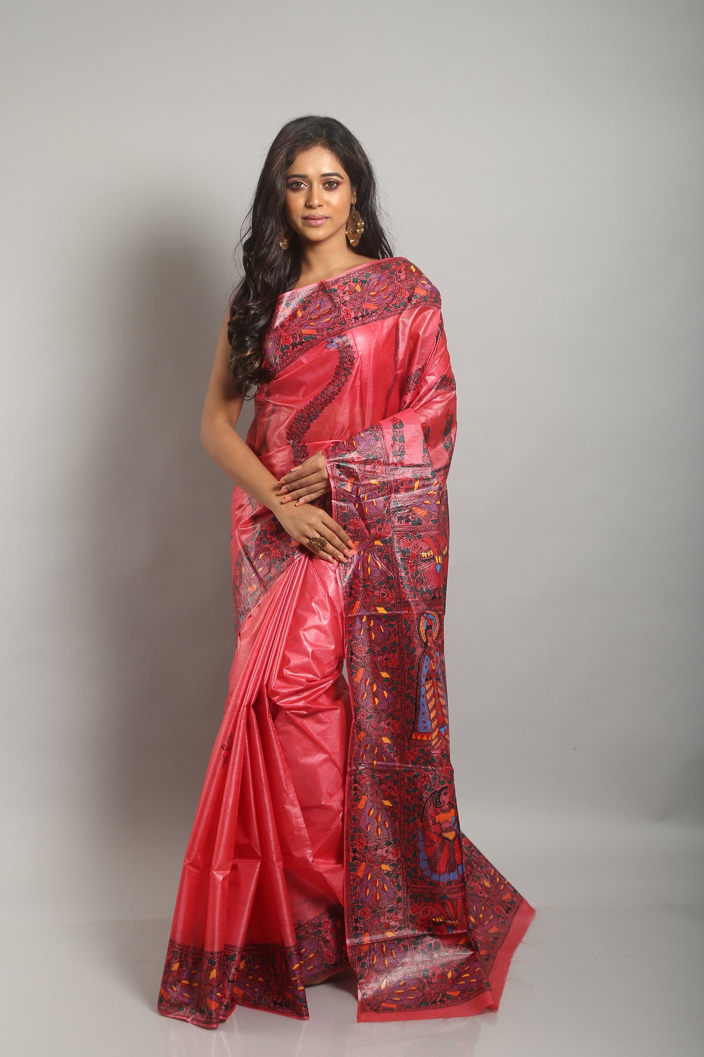 Addictive Madhubani Painted Silk Saree