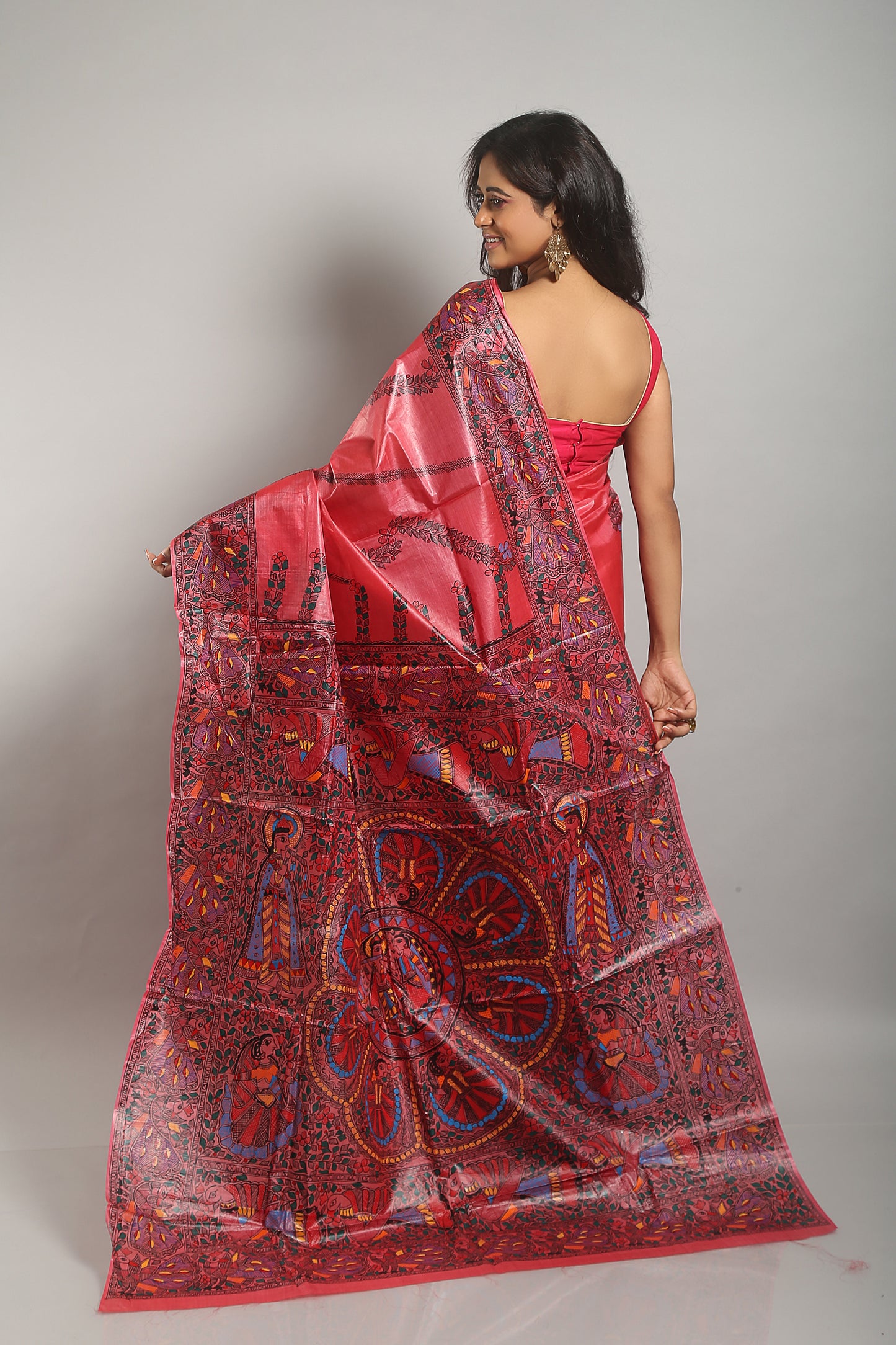 Addictive Madhubani Painted Silk Saree
