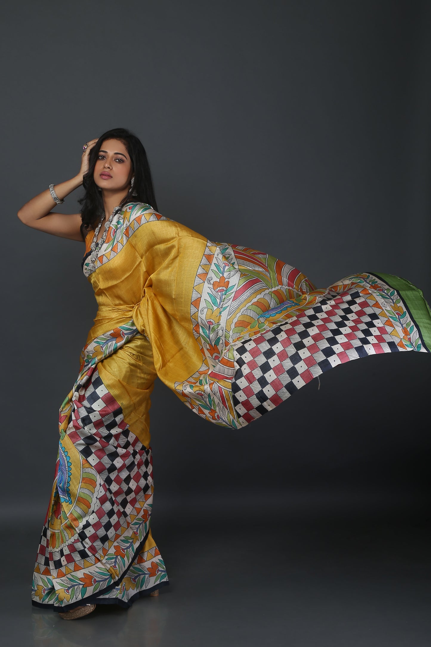 Bloom Border  Mulberry Saree