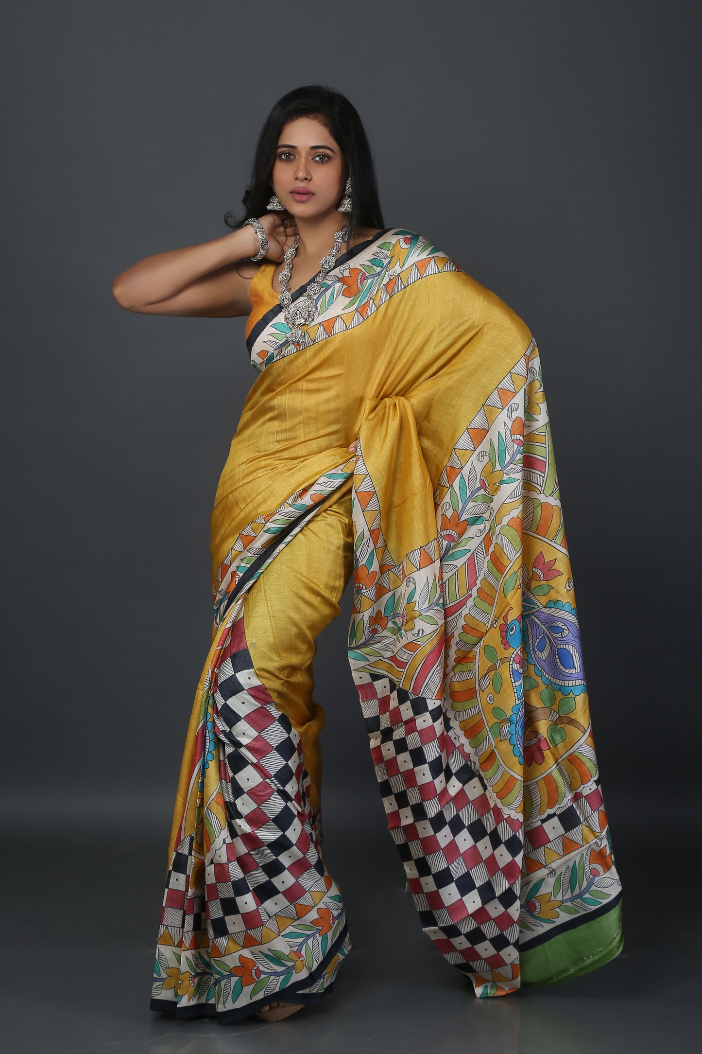 Bloom Border  Mulberry Saree