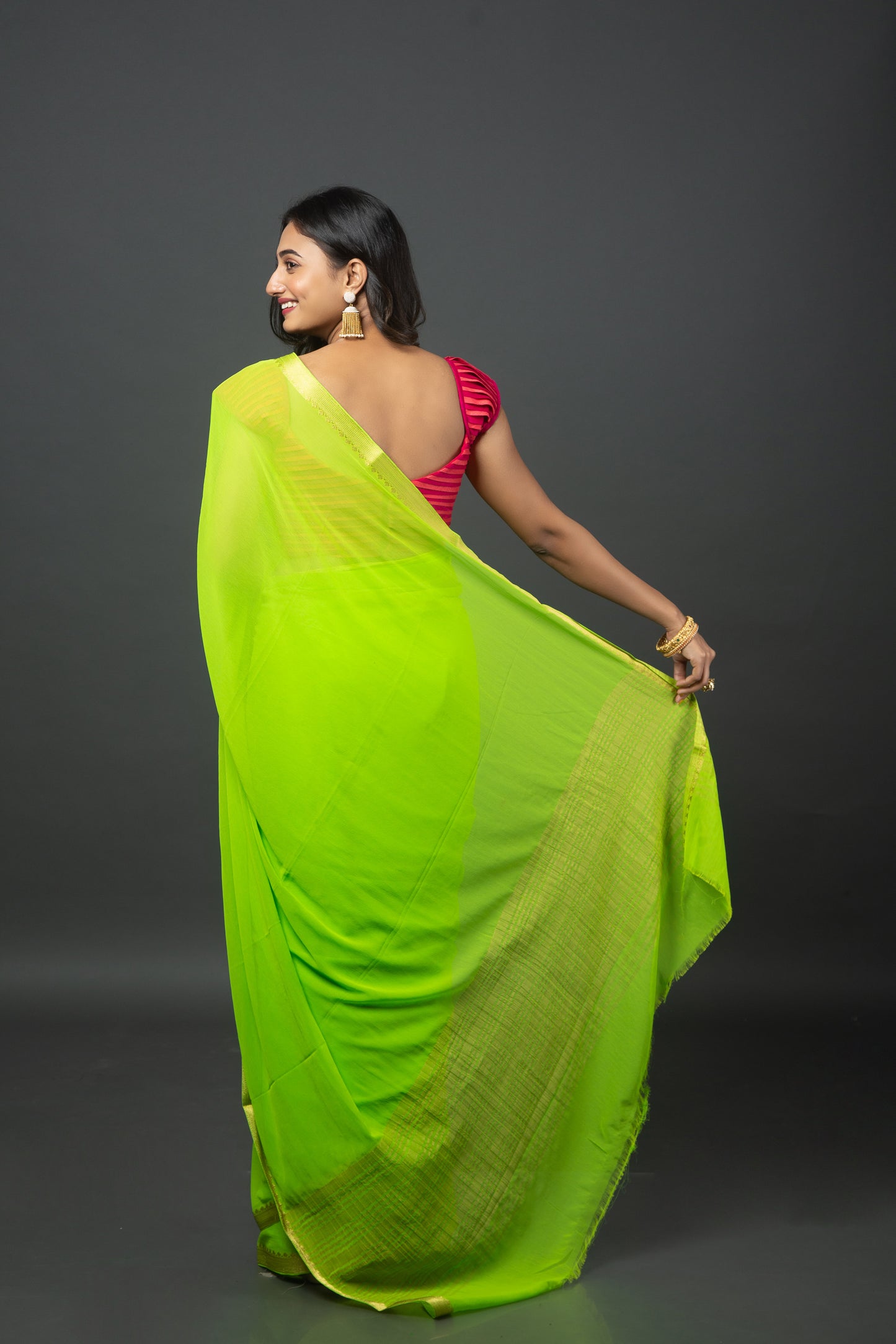 Blunt Neon Chiffon Saree