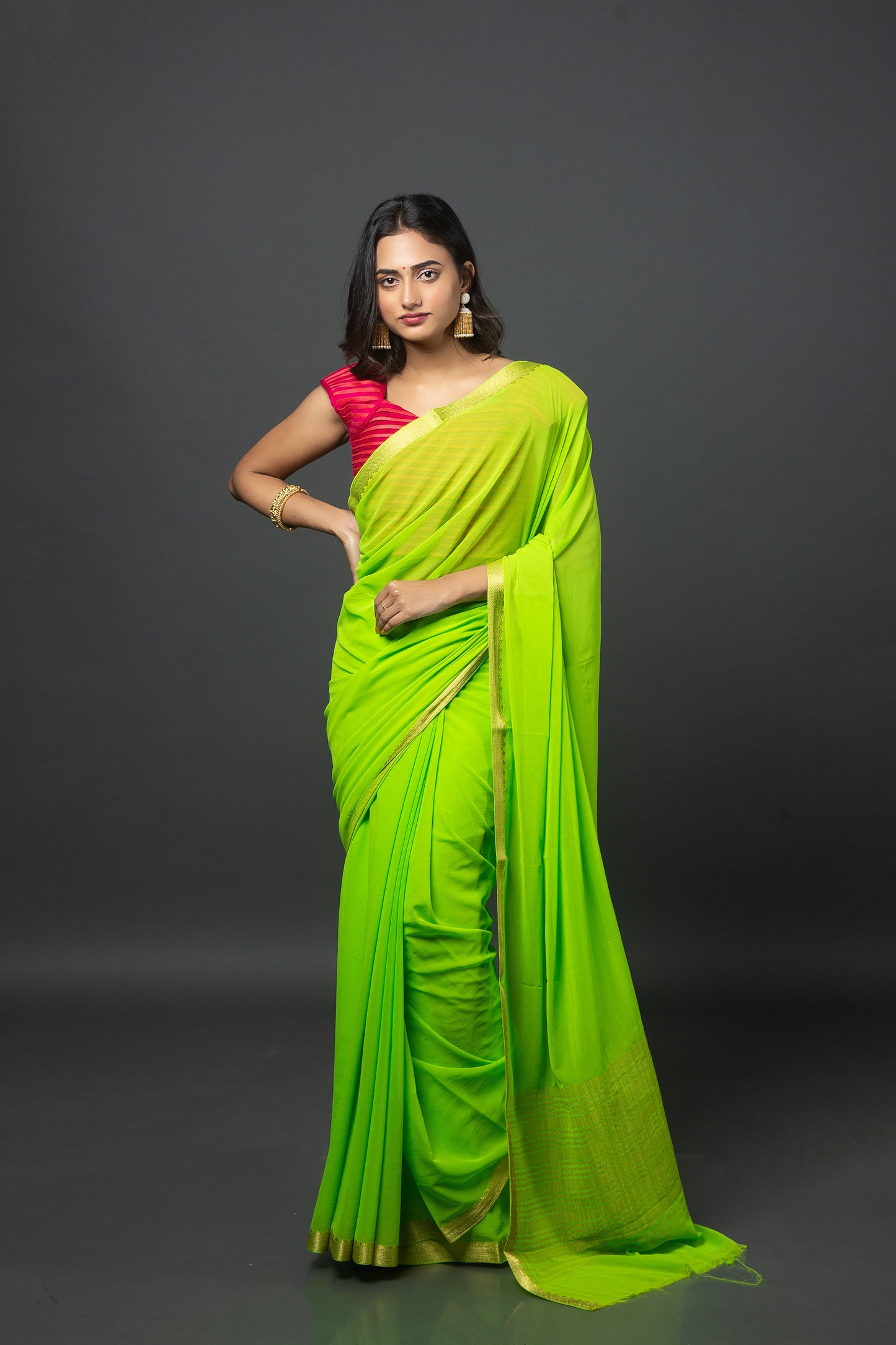 Blunt Neon Chiffon Saree
