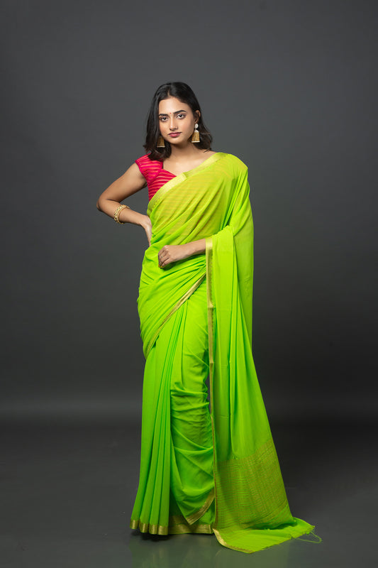 Blunt Neon Chiffon Saree