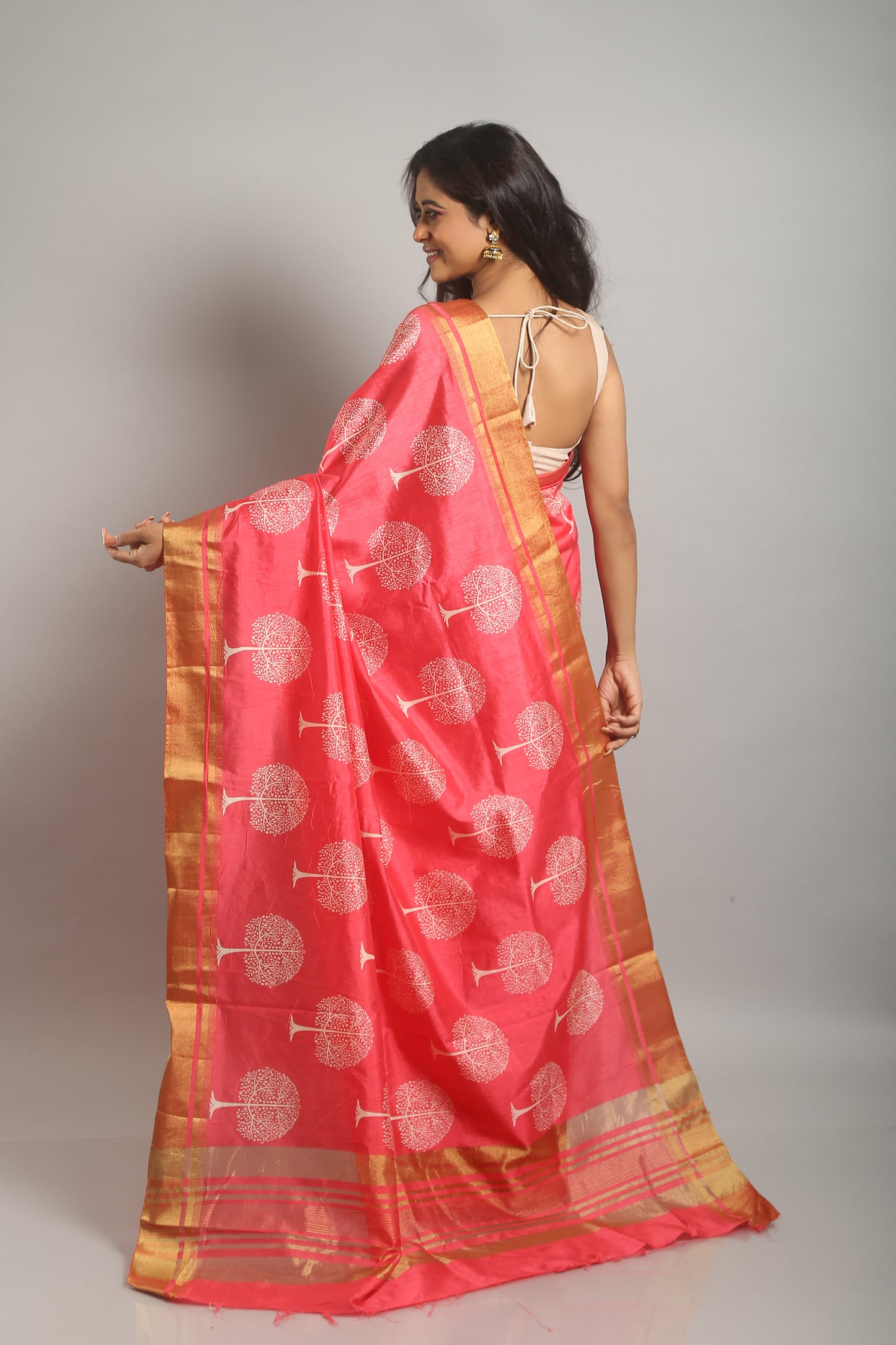 Branchy Roseate Tussar Saree