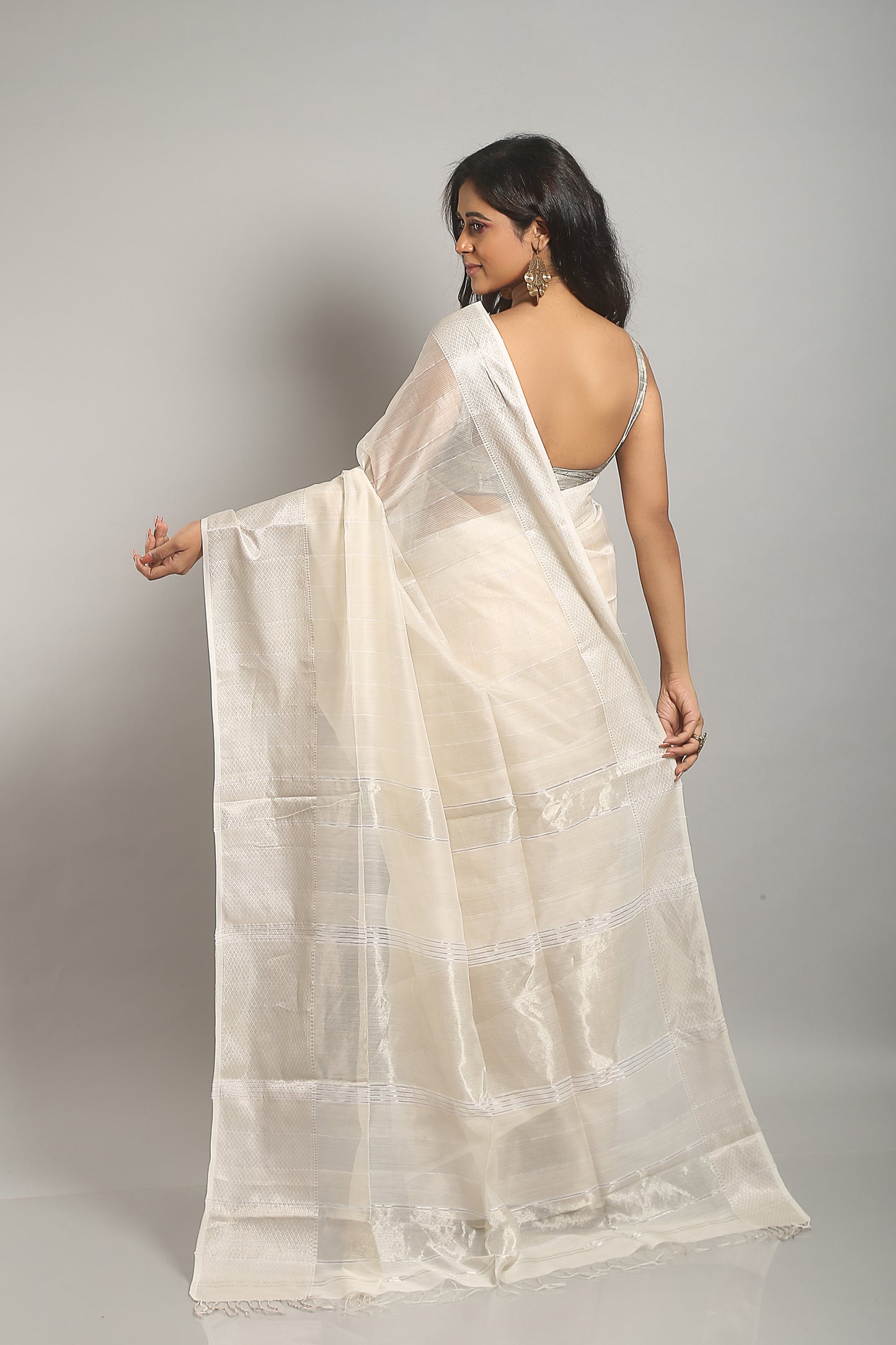 Breezy Ivory Tissue Saree