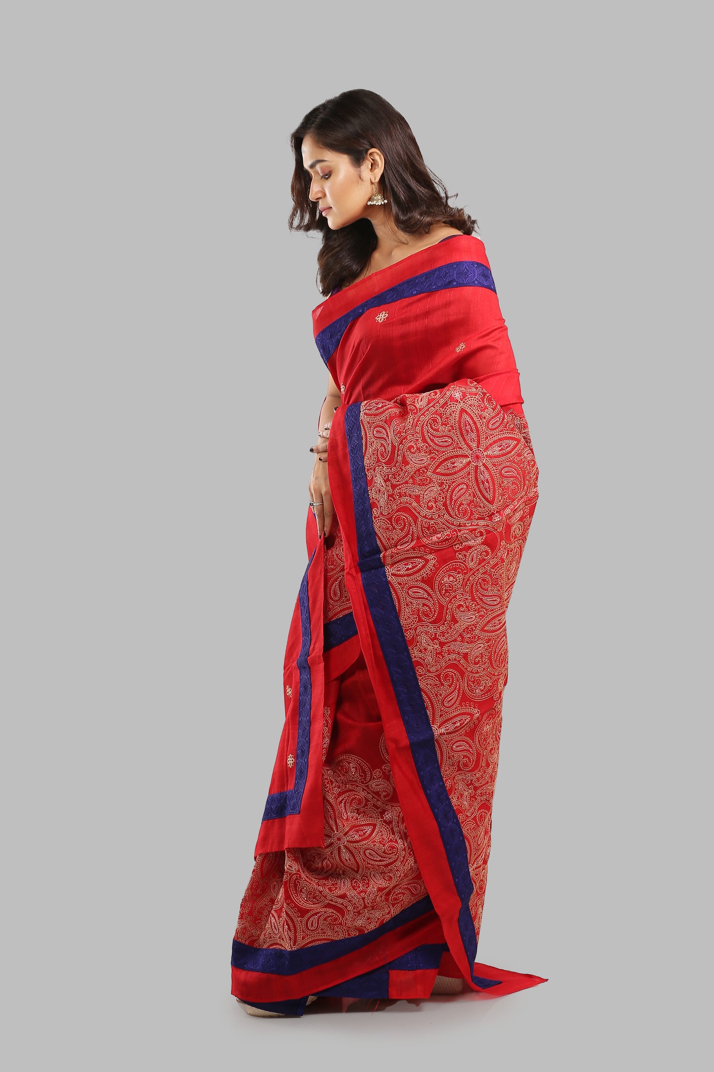 Brocade Brick Tussar Saree