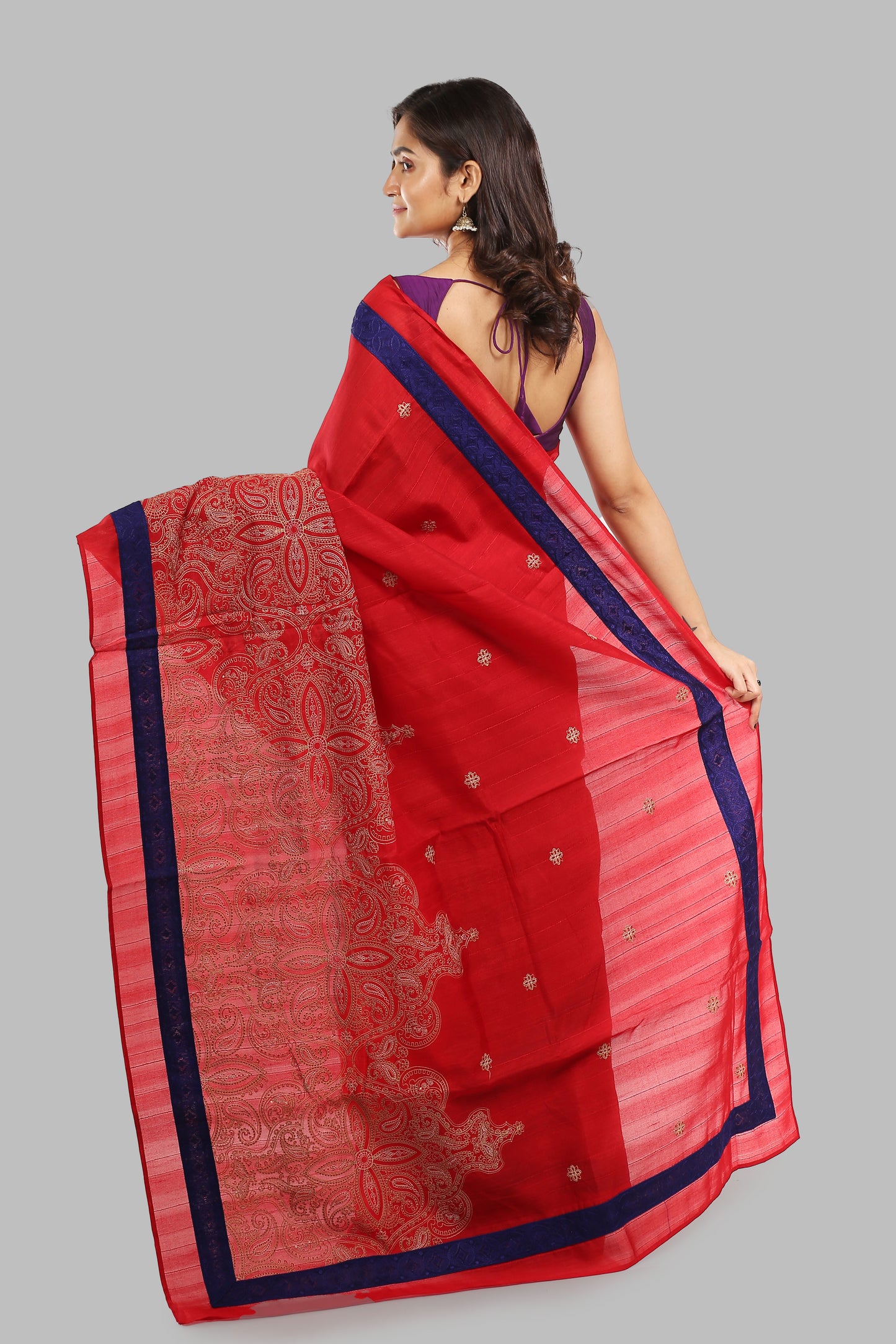 Brocade Brick Tussar Saree