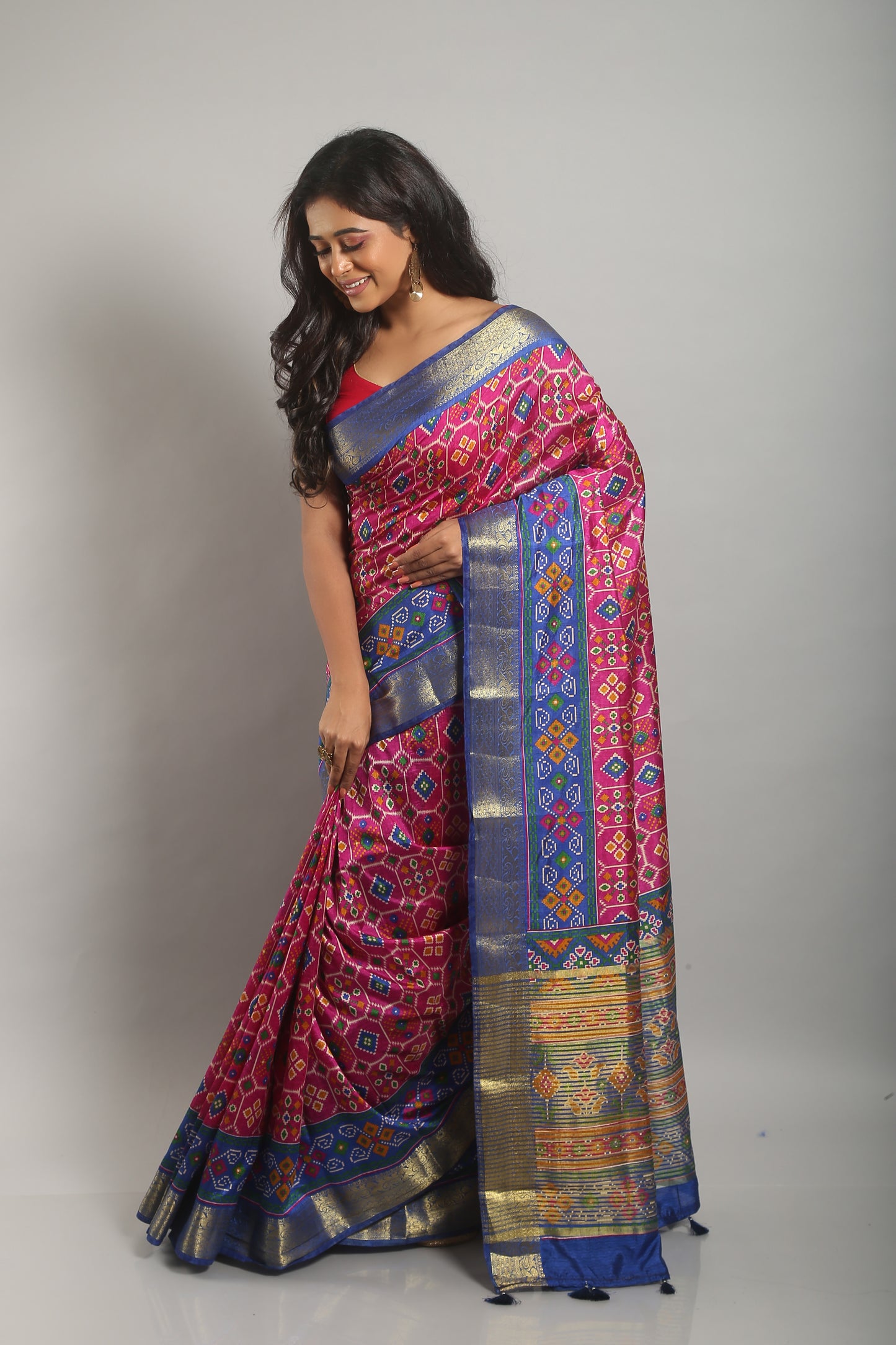 Bubble Gum Ikkat Saree