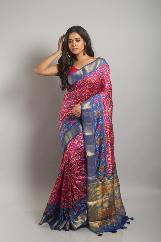 Bubble Gum Ikkat Saree