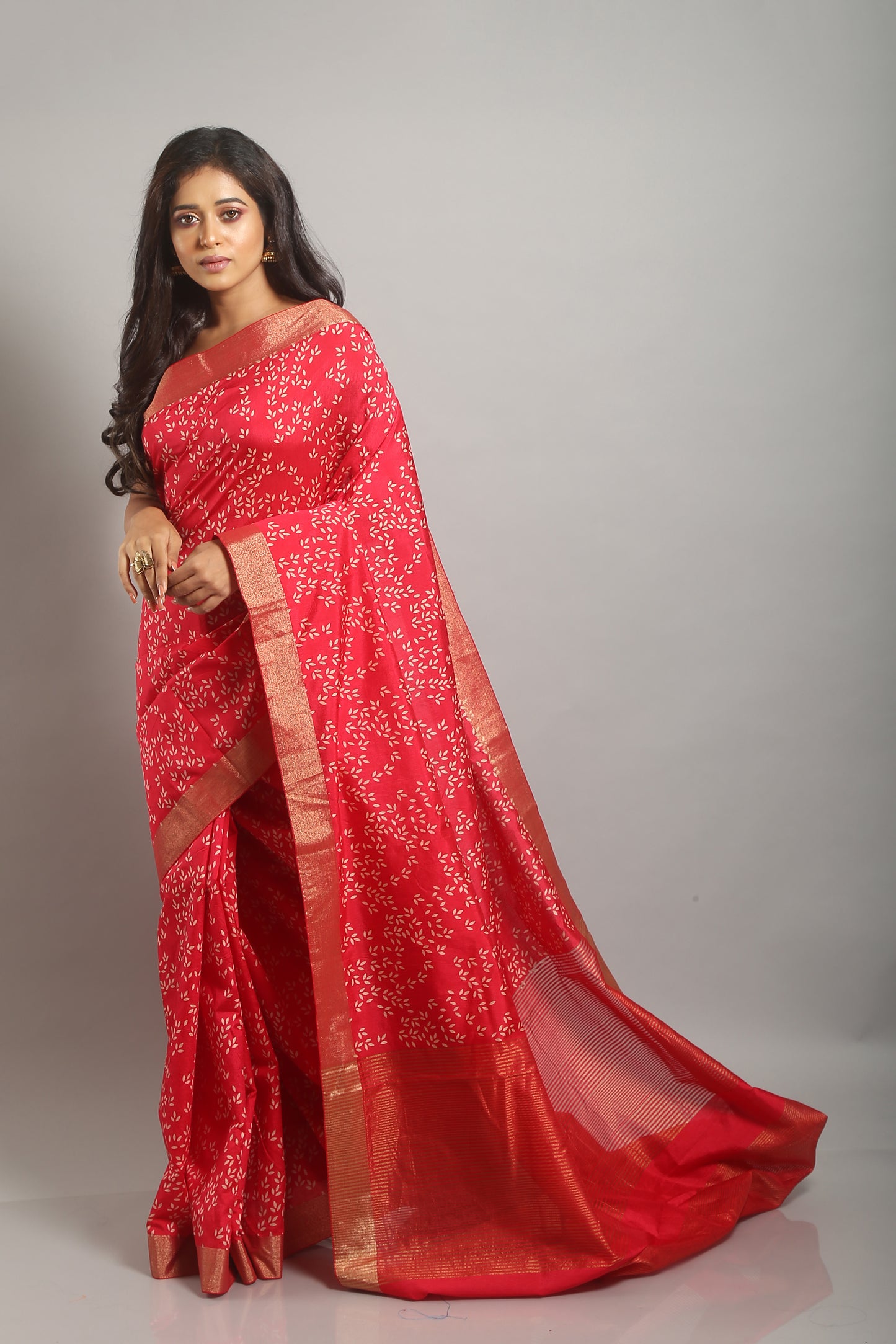 Bubble Pink Tussar Saree