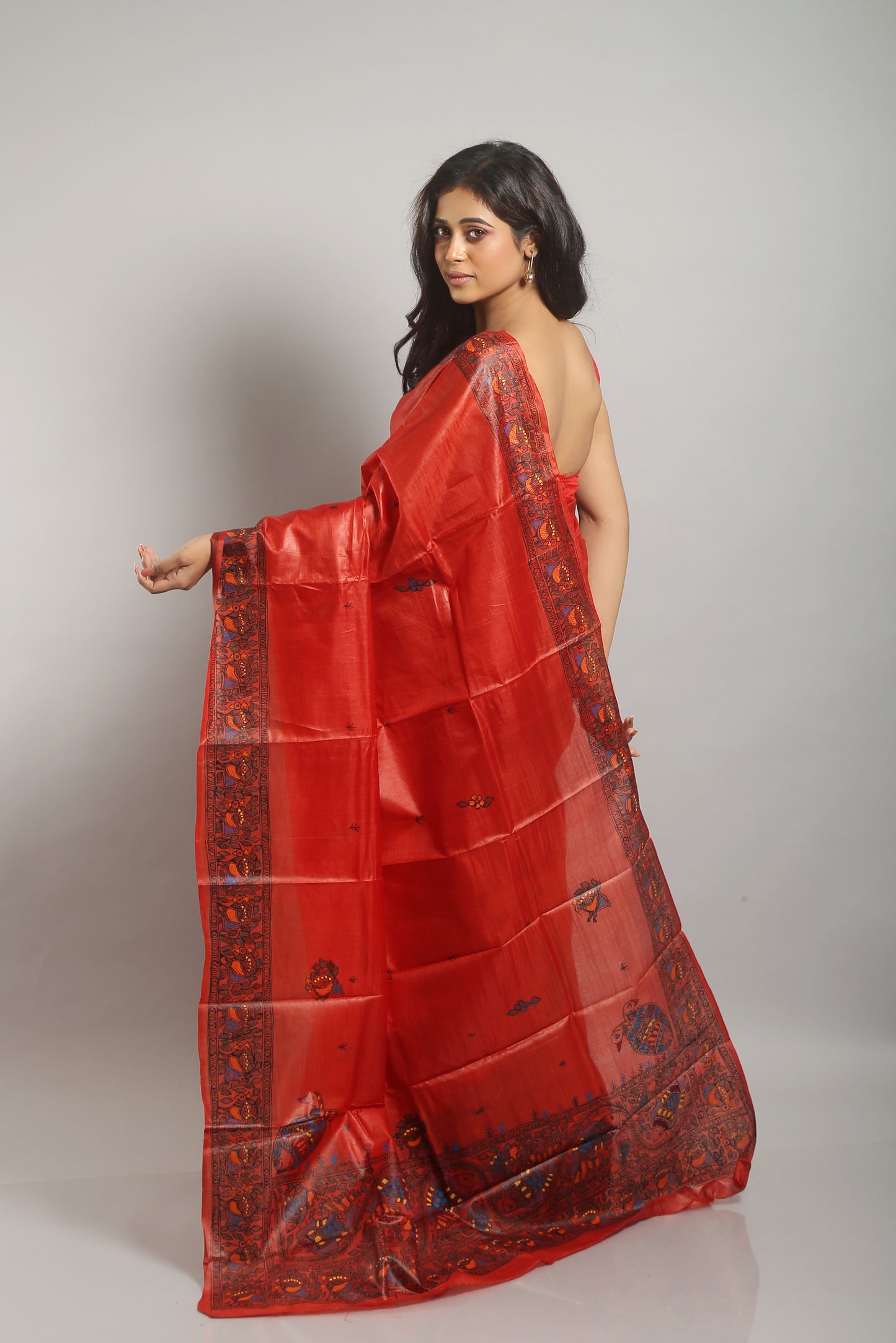 Calmed Brick Tussar Saree
