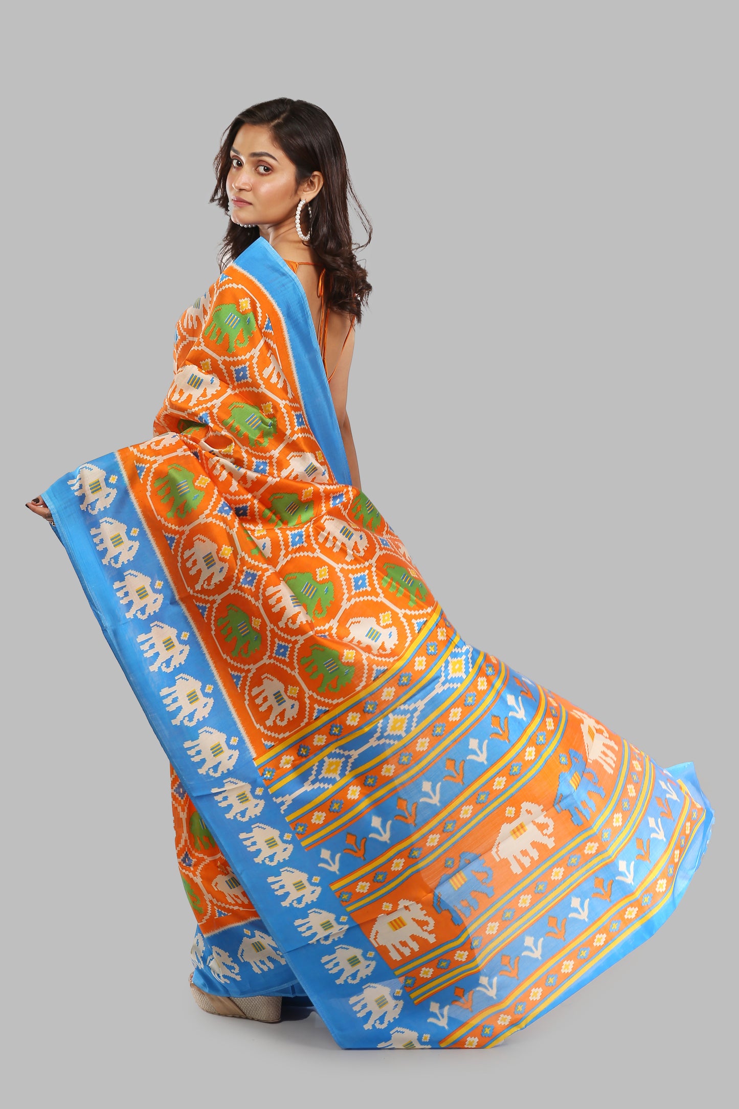 Clustered Titian Raw Silk Saree