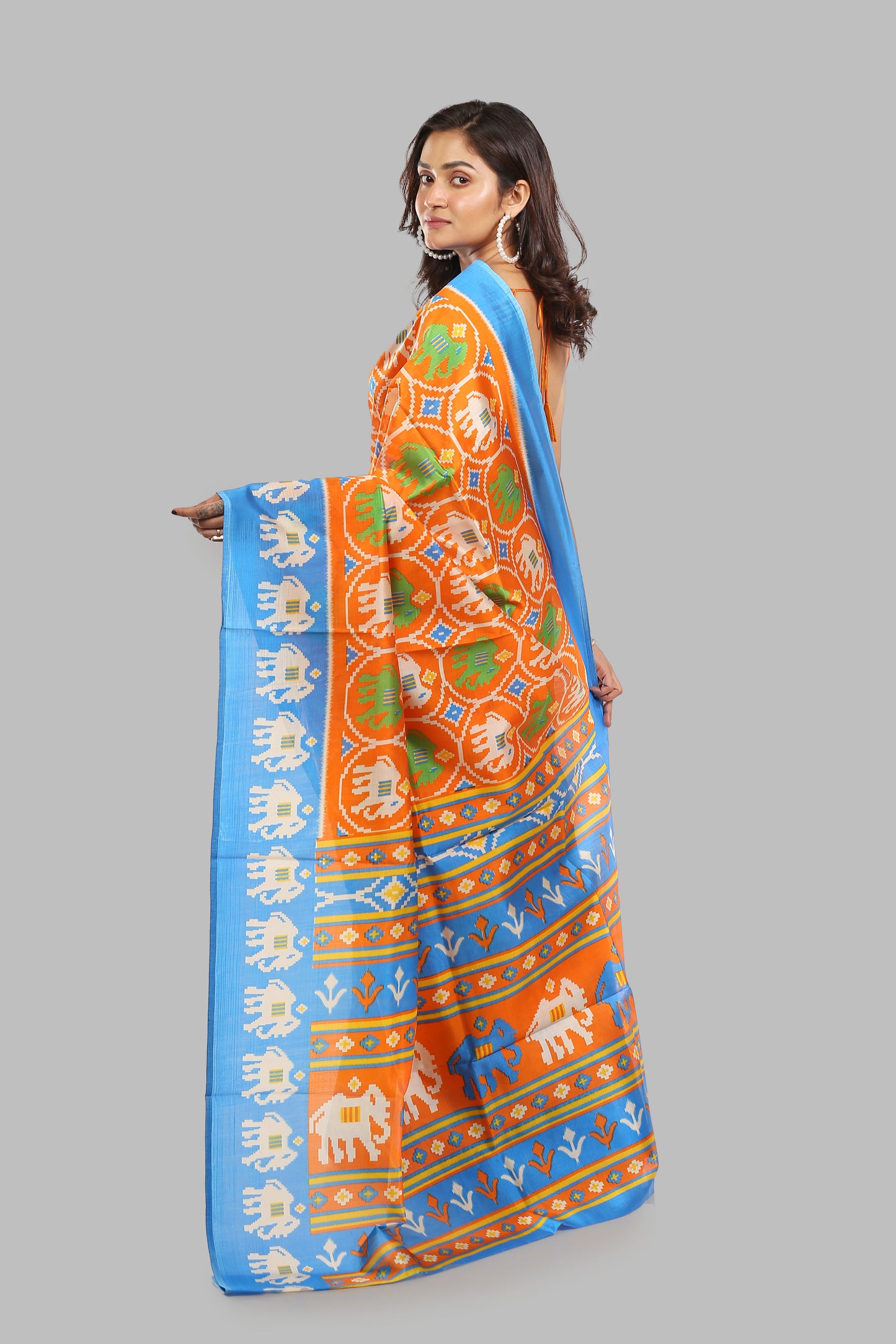 Clustered Titian Raw Silk Saree