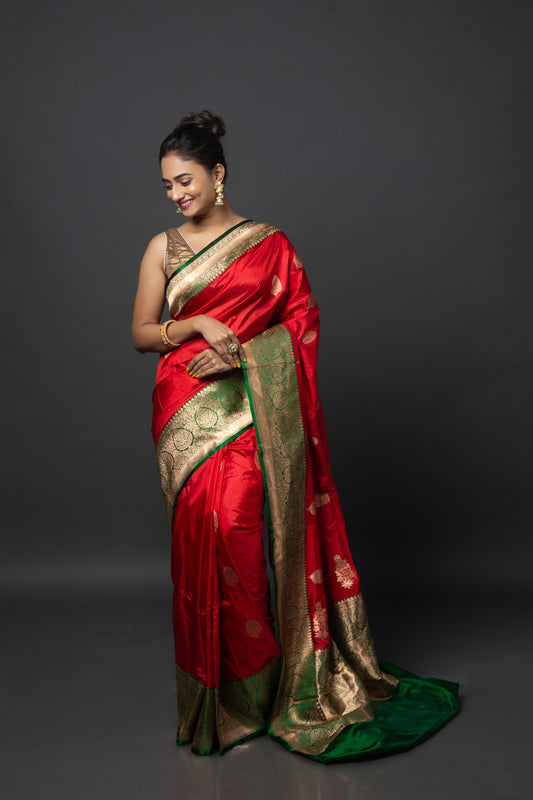 Composed Scarlet Banarasi Saree