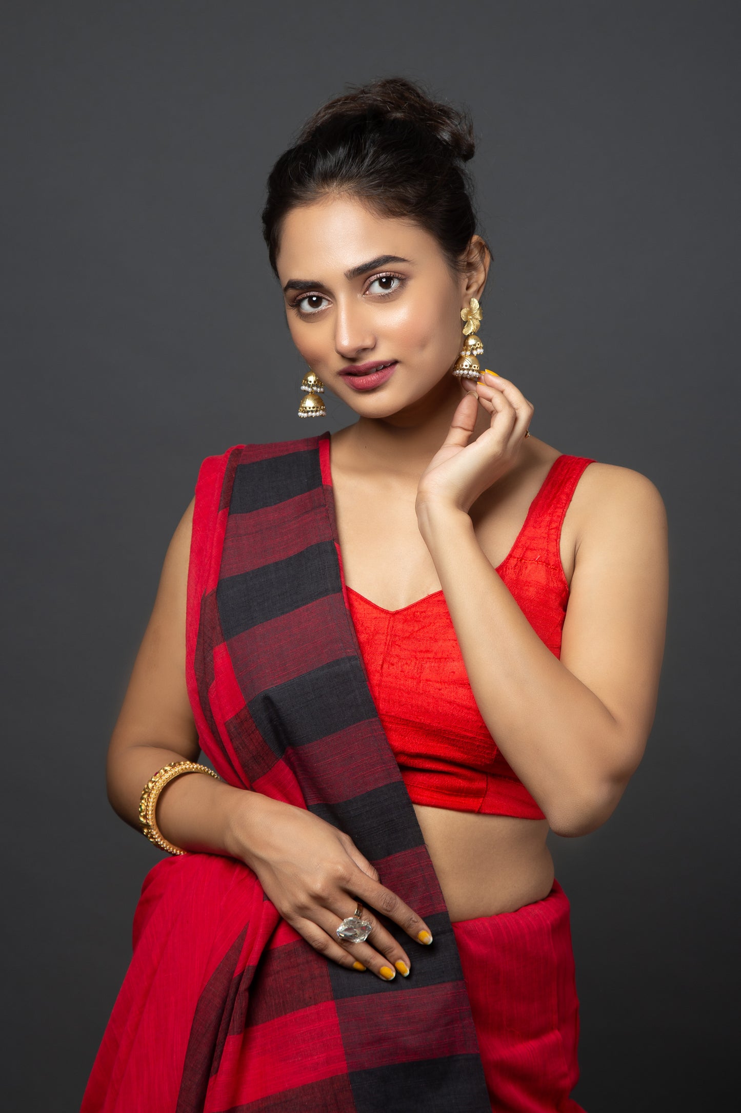 Crimson Crush Jaipuri Cotton Saree
