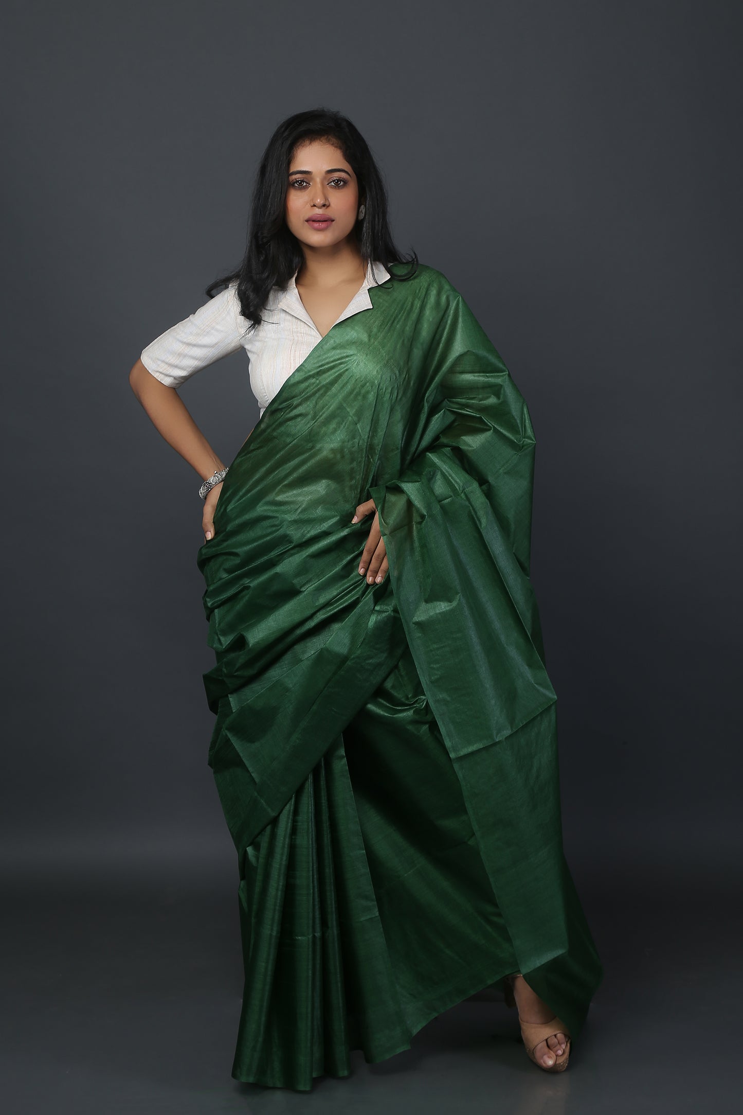 Defiant Verdant Tussar Saree