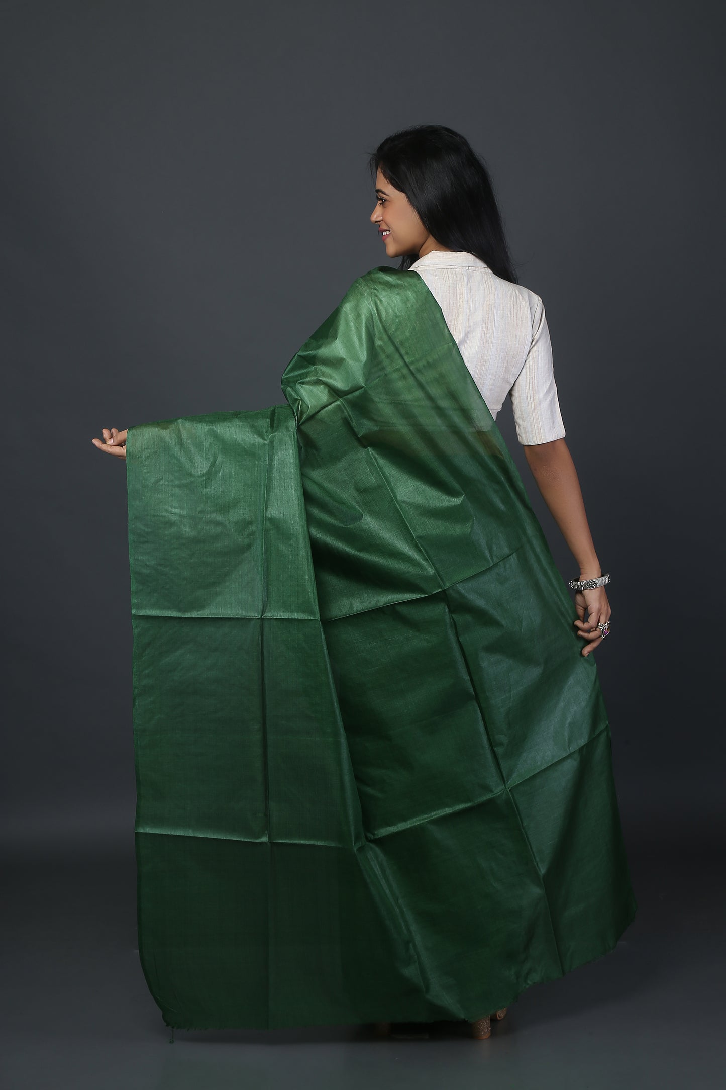 Defiant Verdant Tussar Saree