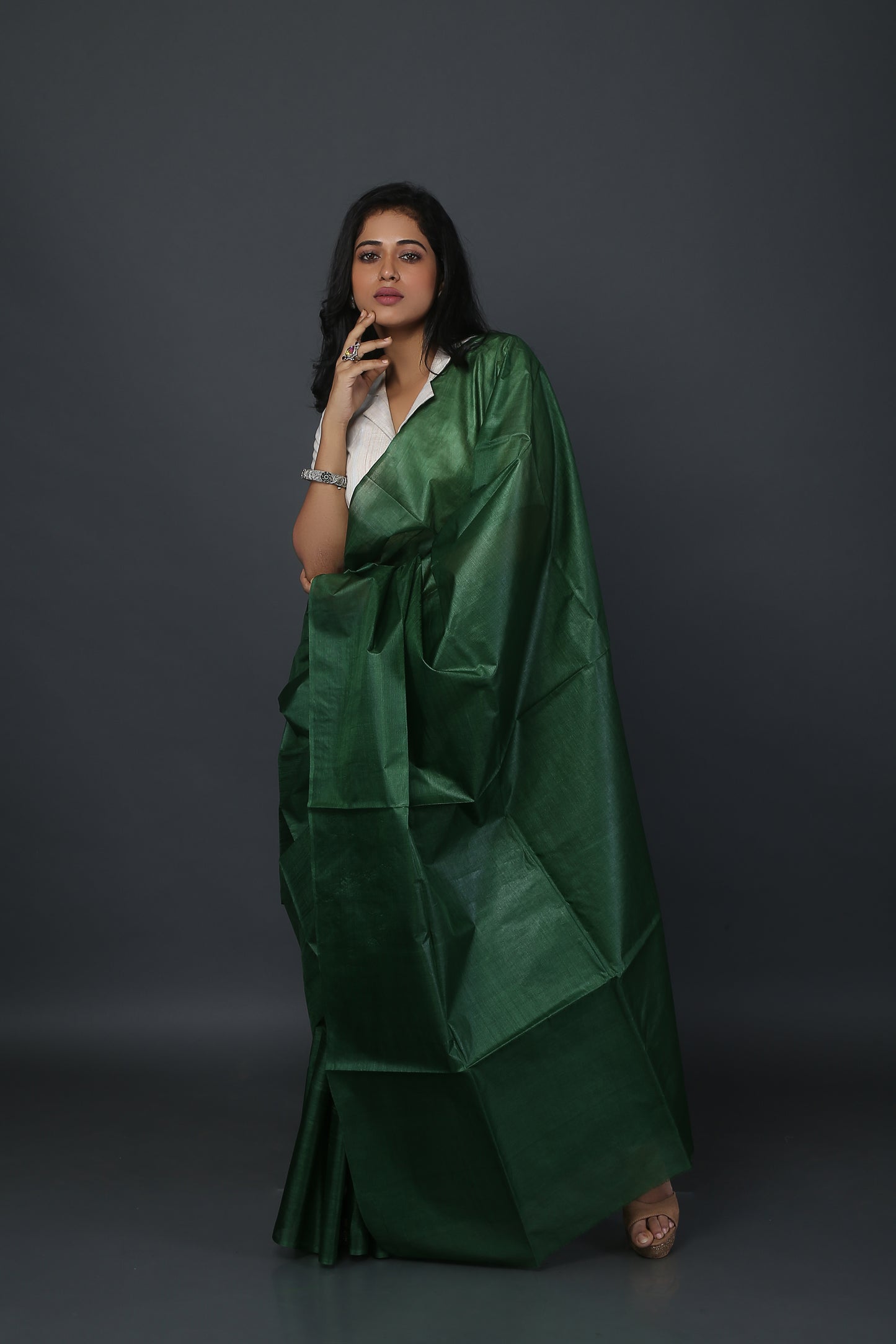 Defiant Verdant Tussar Saree