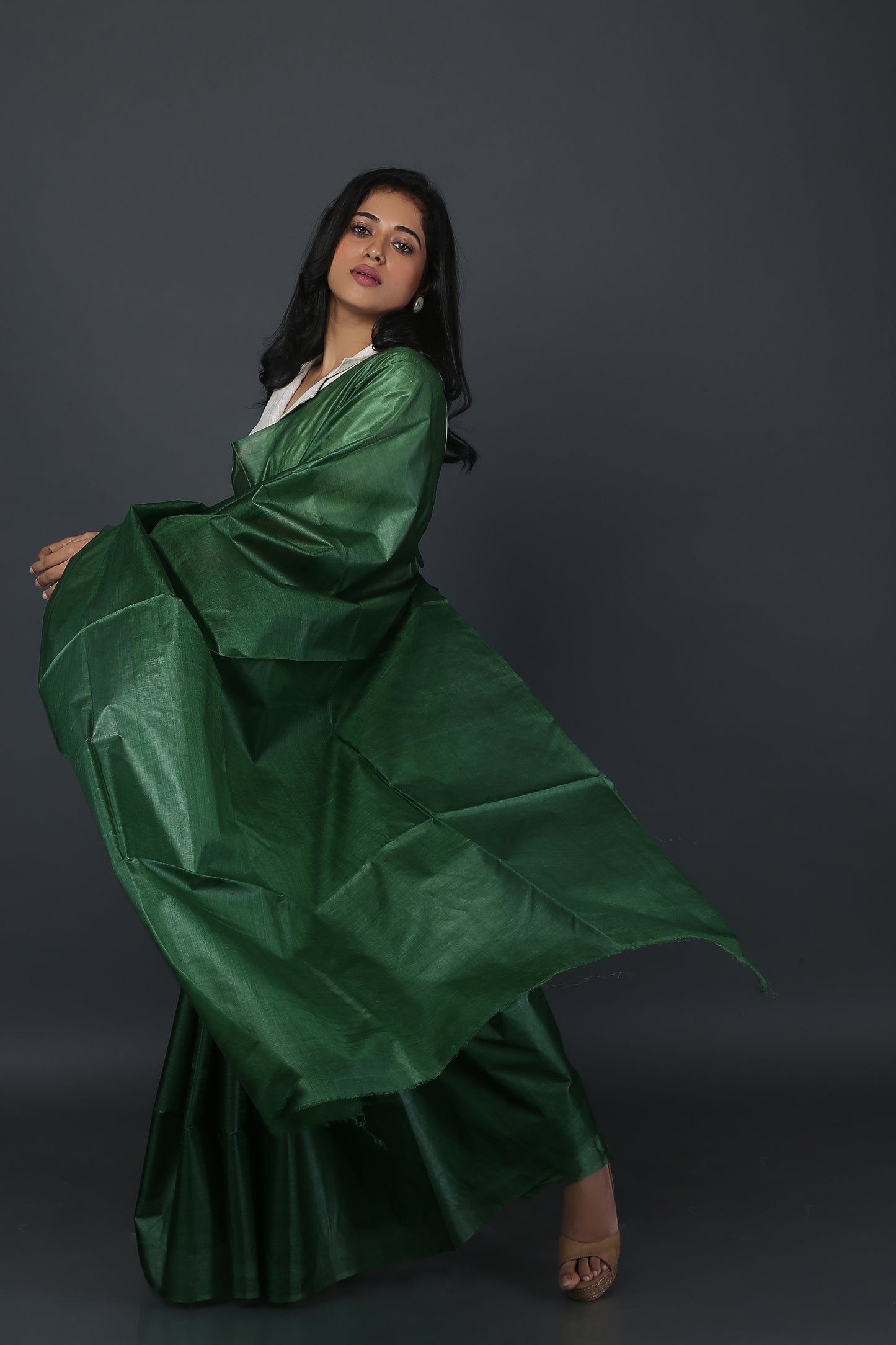 Defiant Verdant Tussar Saree