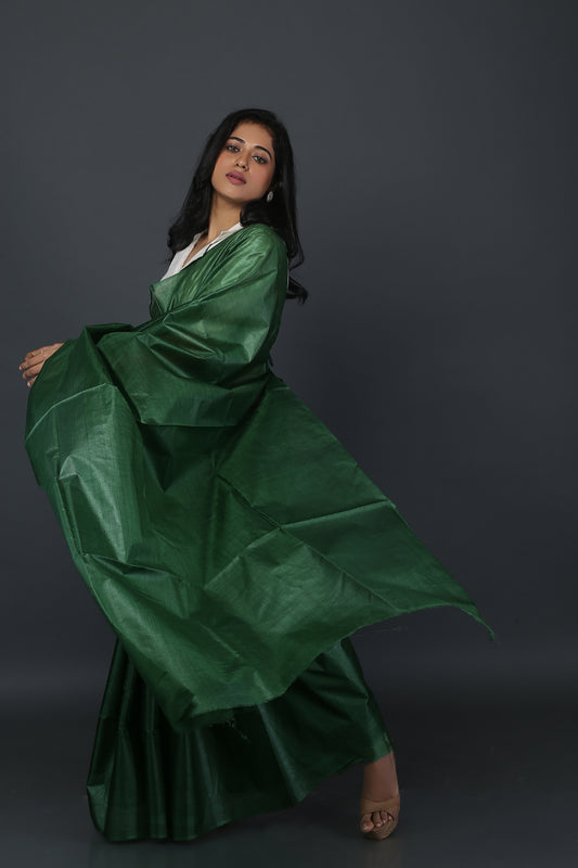 Defiant Verdant Tussar Saree