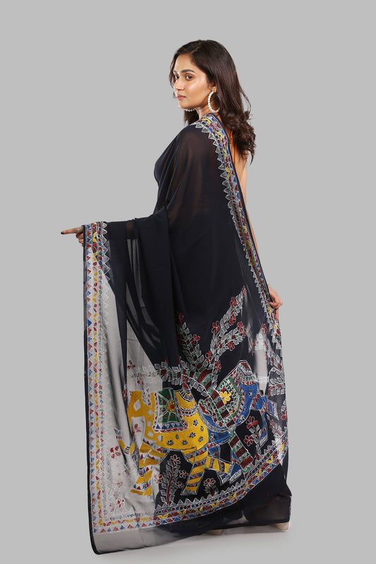 Dreamy Dark Synthentic Saree