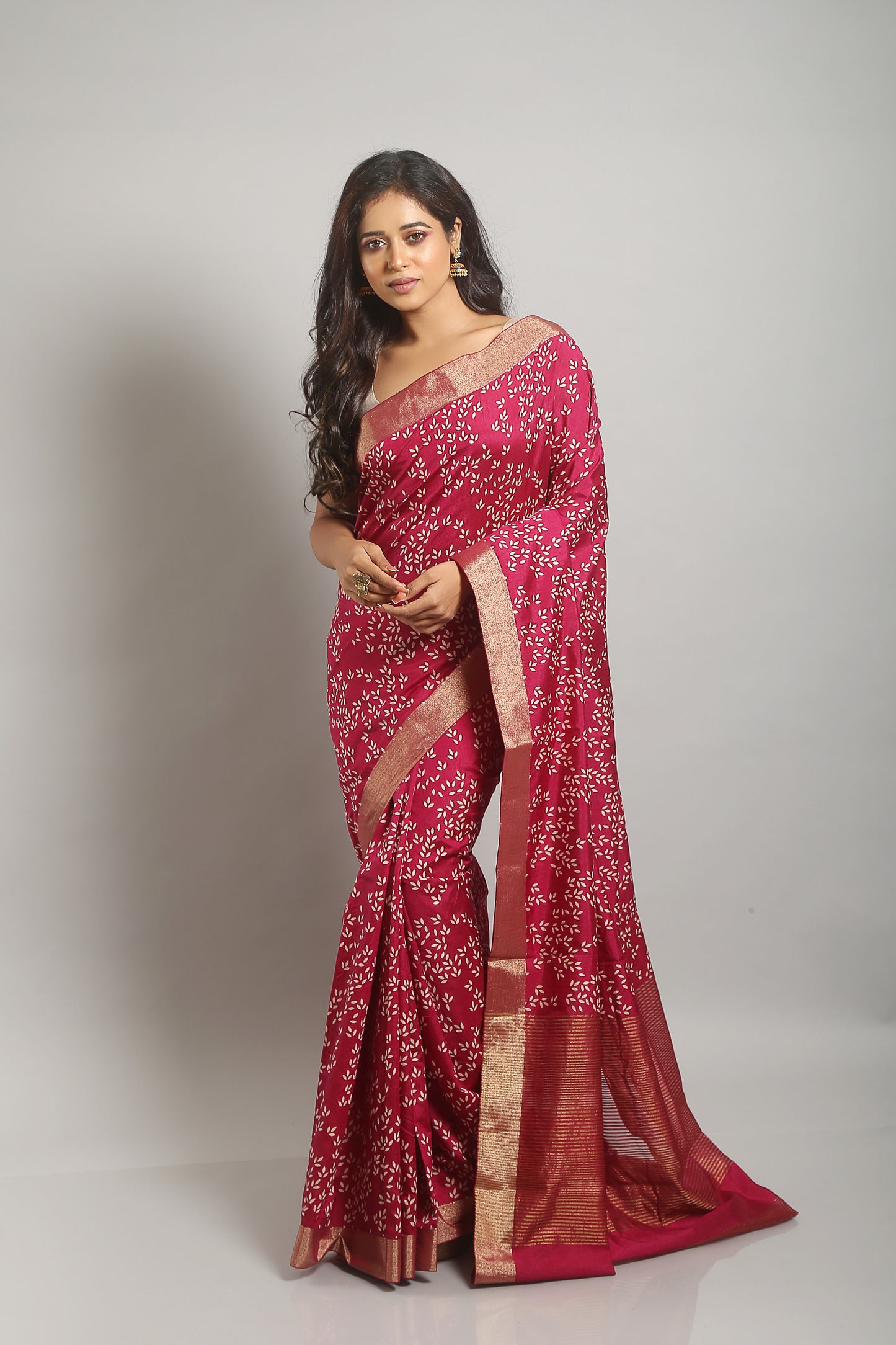 Dreamy Fuchsia Tussar Saree
