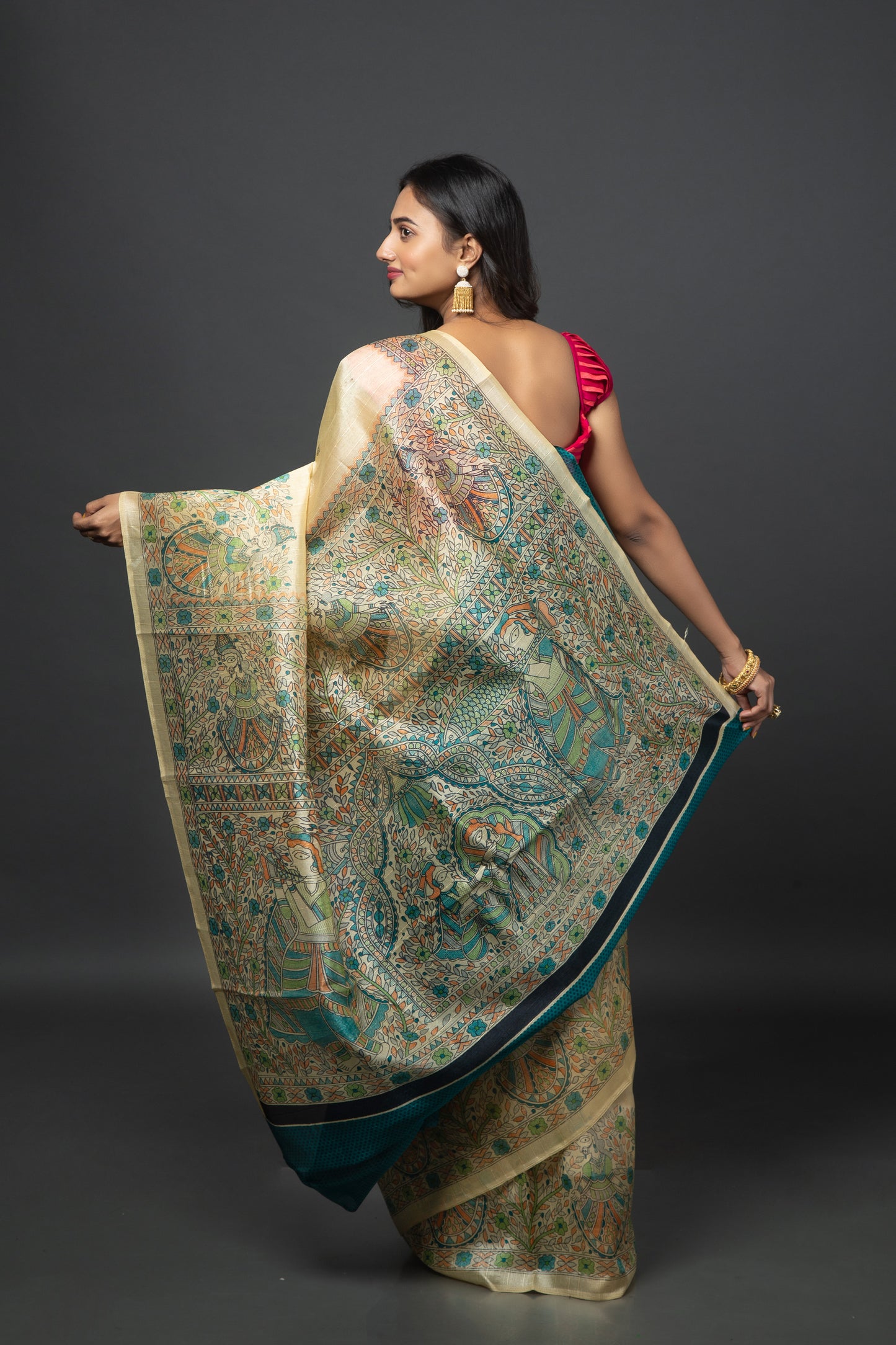 Dull Pearly Synthetic Saree