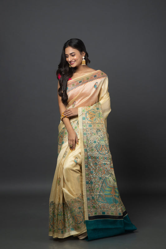 Dull Pearly Synthetic Saree