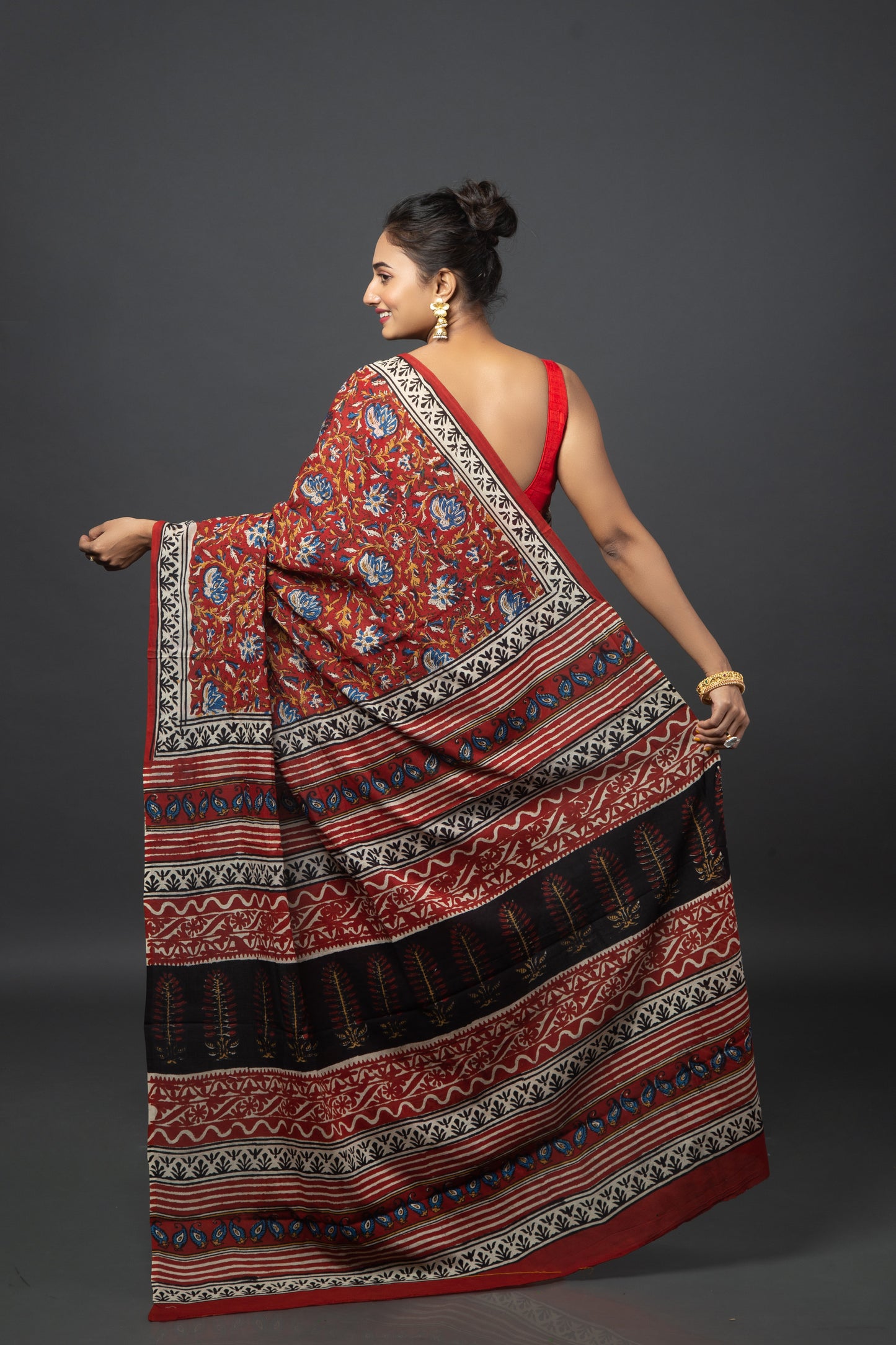 Earthy Florid Jaipuri Cotton Saree