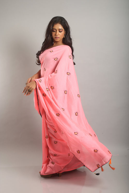 Emotional Peony Dupian Silk Saree