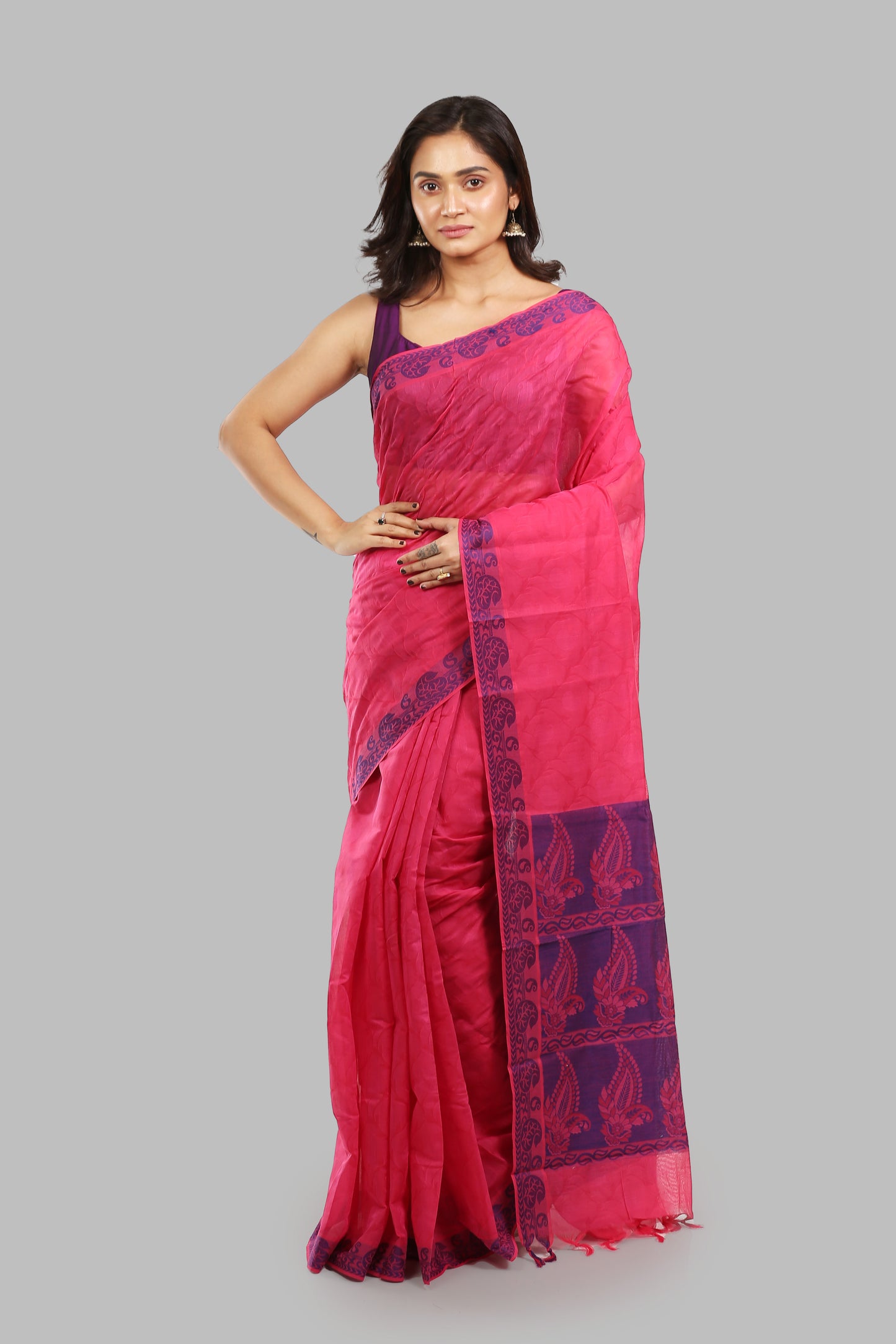 Expressive Rouge Cotton Saree