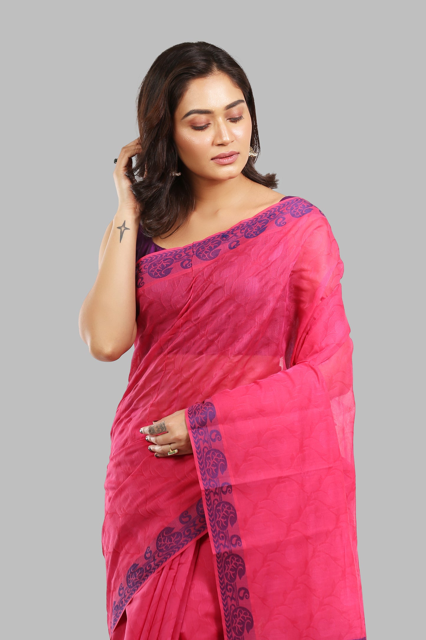 Expressive Rouge Cotton Saree