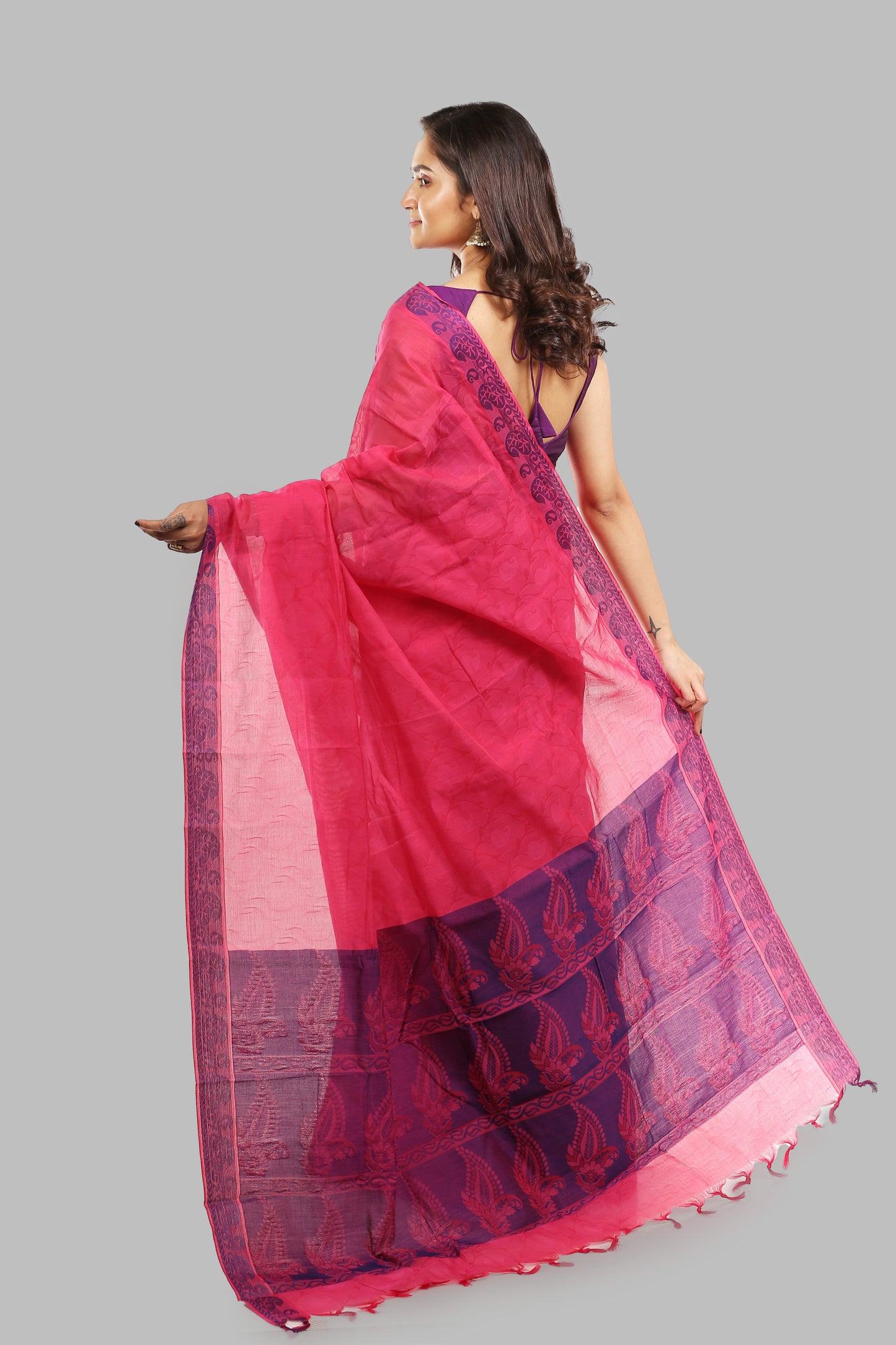 Expressive Rouge Cotton Saree