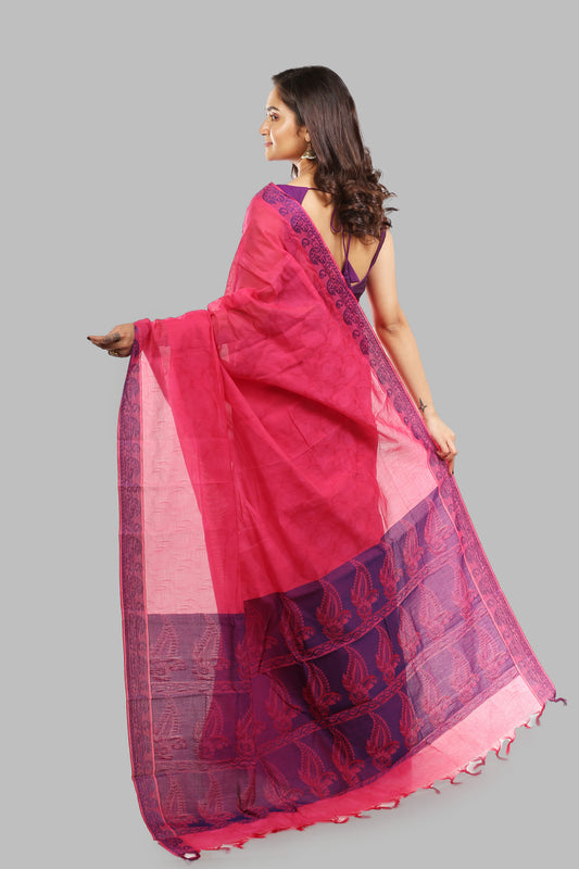 Expressive Rouge Cotton Saree