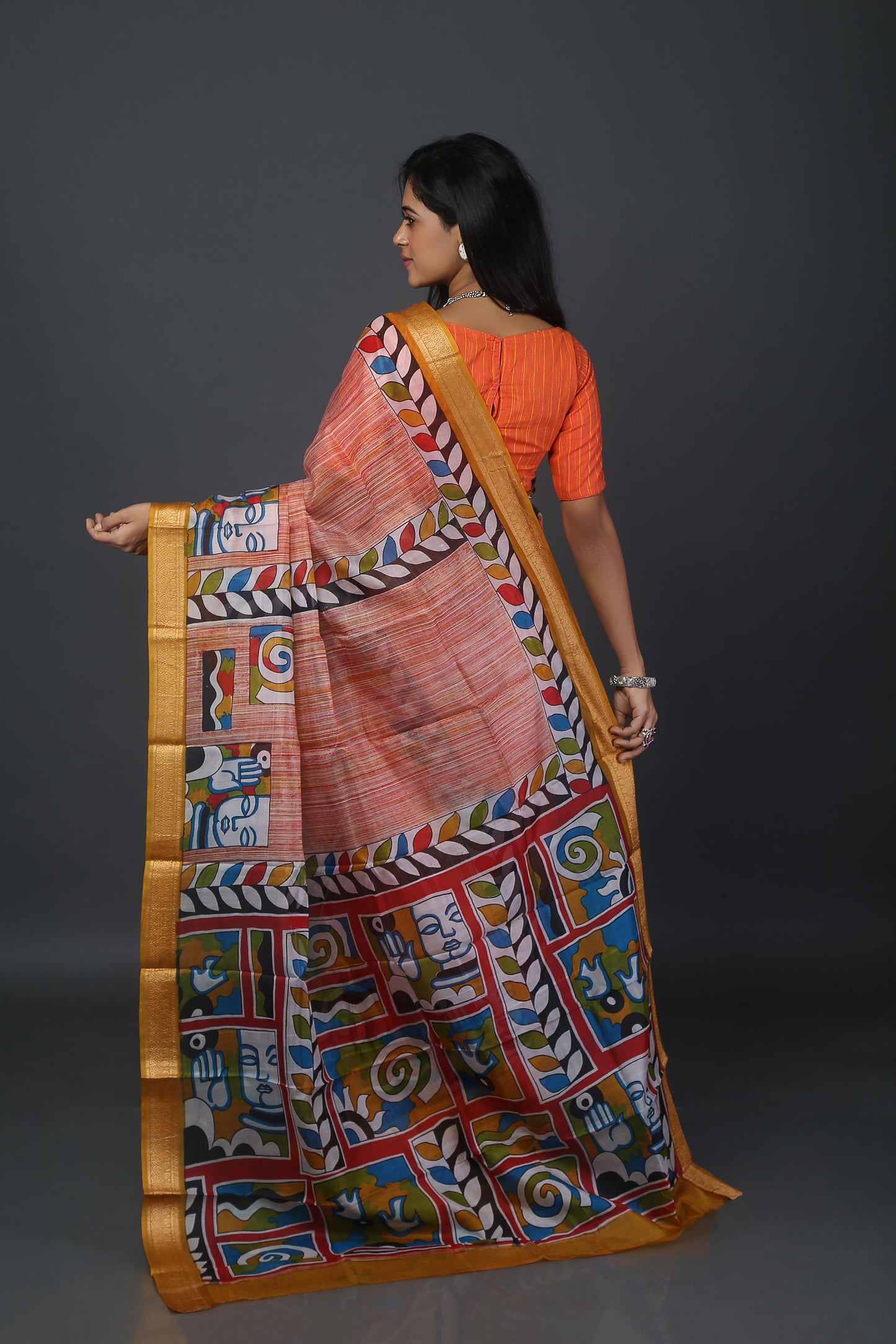 Floral Orchid Tussar Saree